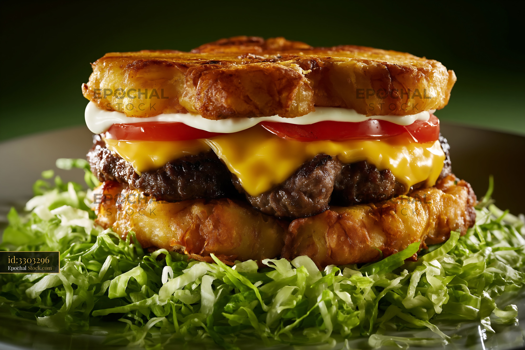 Gourmet Cheeseburger on Crispy Golden Bun - stock photo
