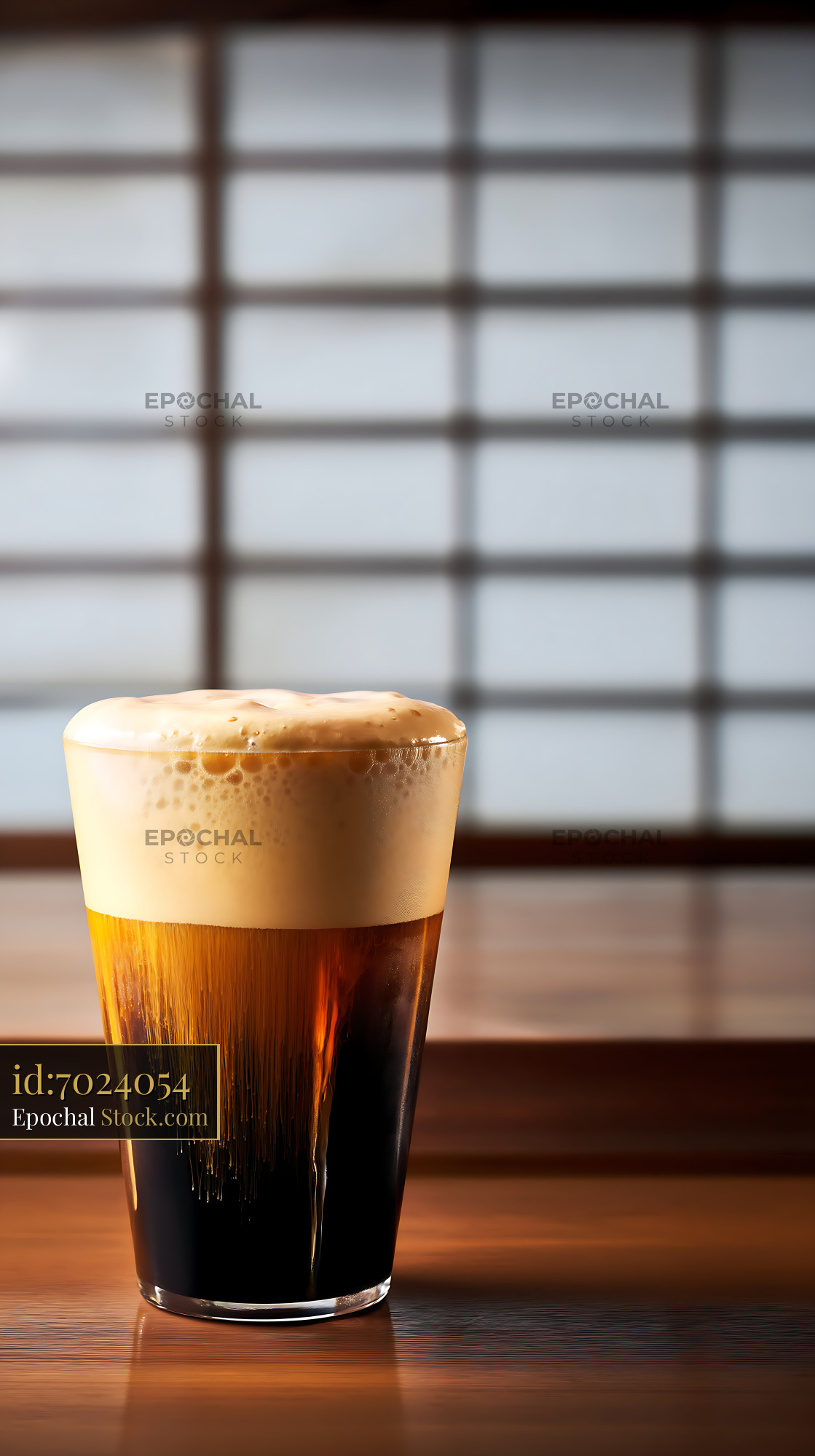 Nitro Caramel Coffee with Creamy Foam Head - stock photo