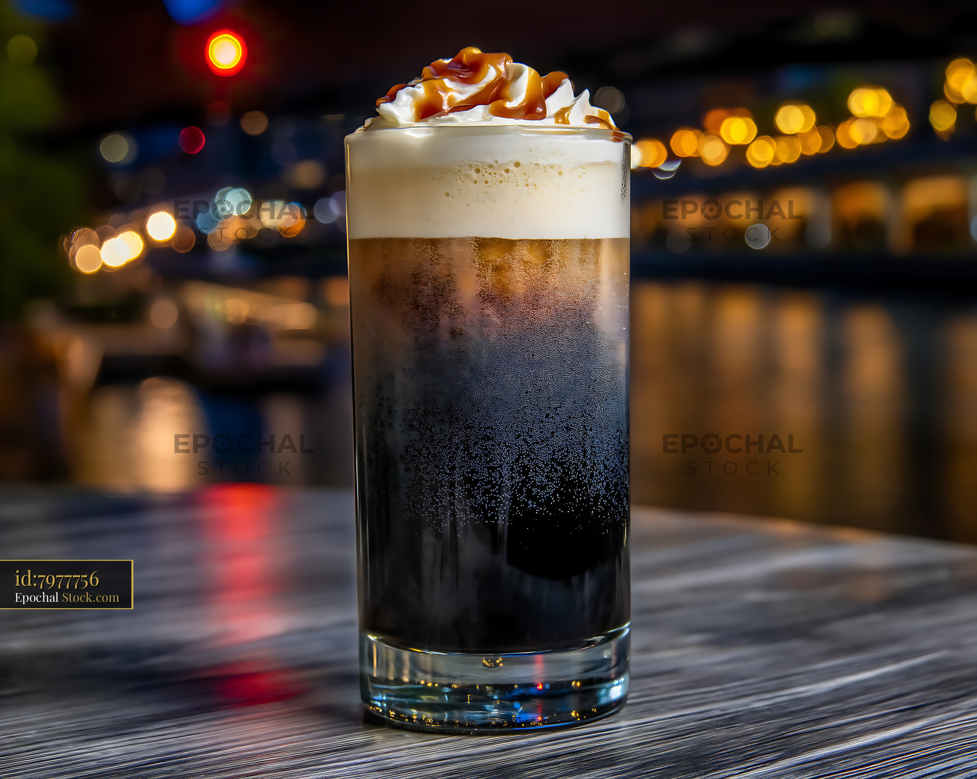 Nitro Caramel Coffee with Whipped Cream - stock photo