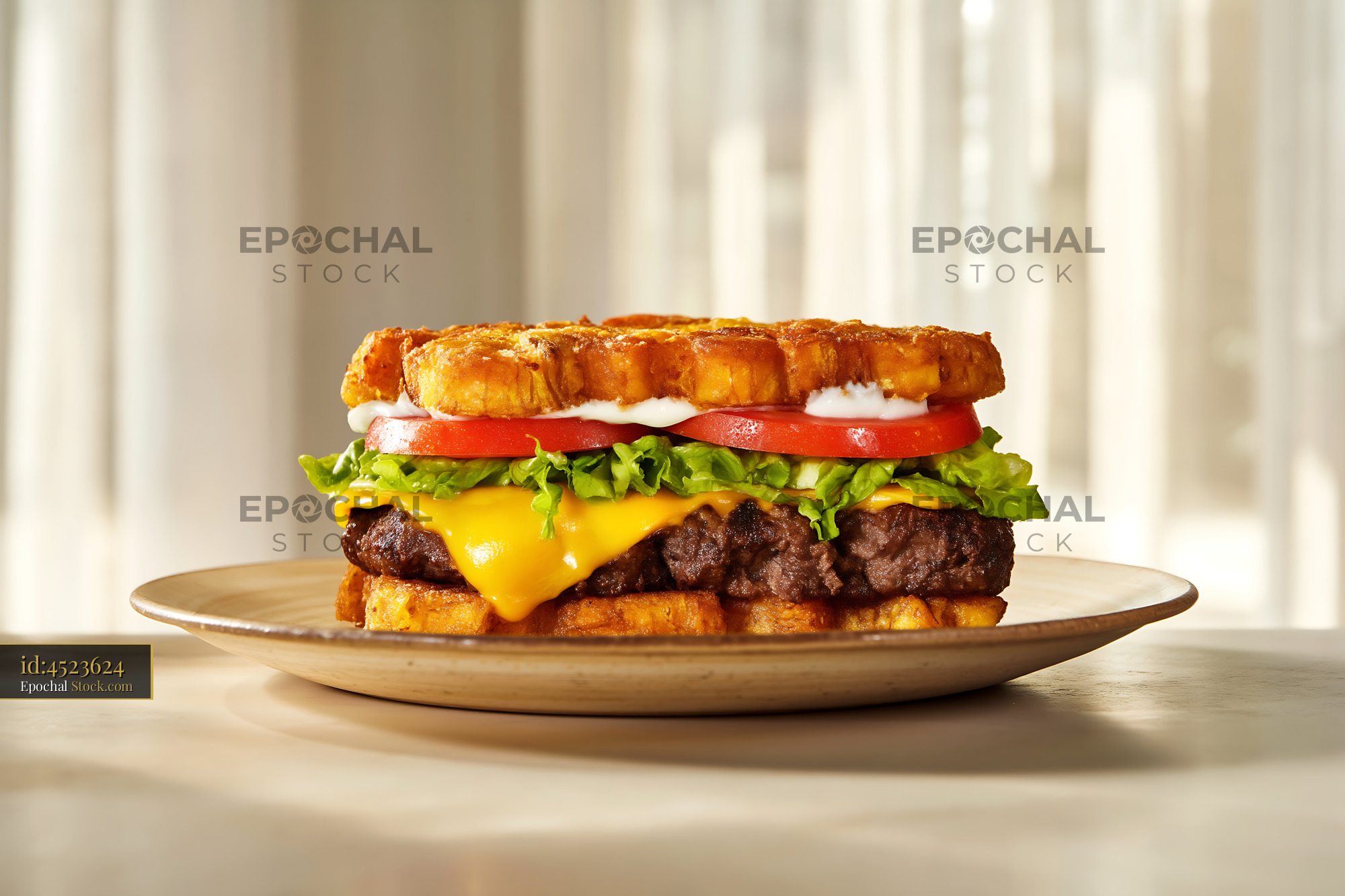 Gourmet Cheeseburger on Crispy Toasted Brioche - stock photo