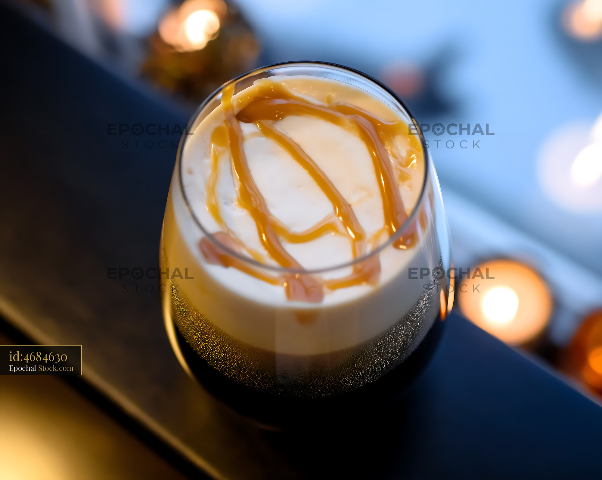 Nitro Caramel Coffee with Cold Foam - stock photo