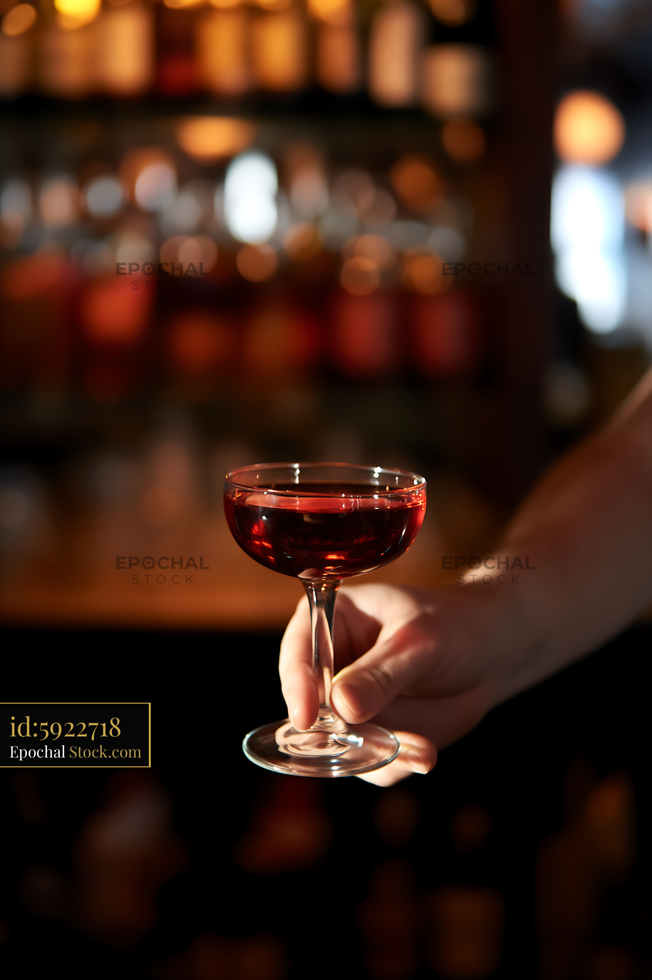 Bushwick Cocktail at Upscale Bar Counter - stock photo