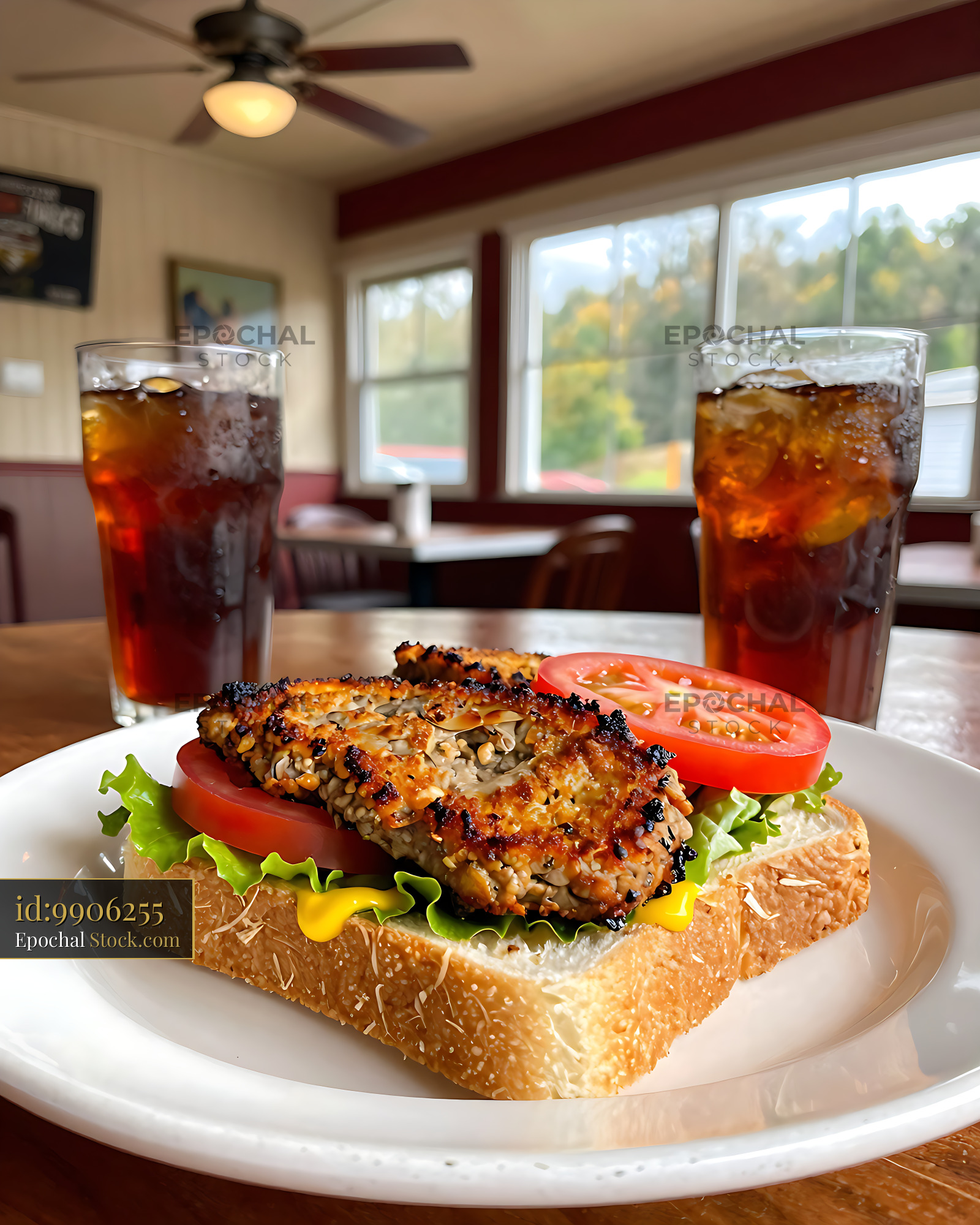Livermush Sandwich with Cold Cola at Diner - stock photo