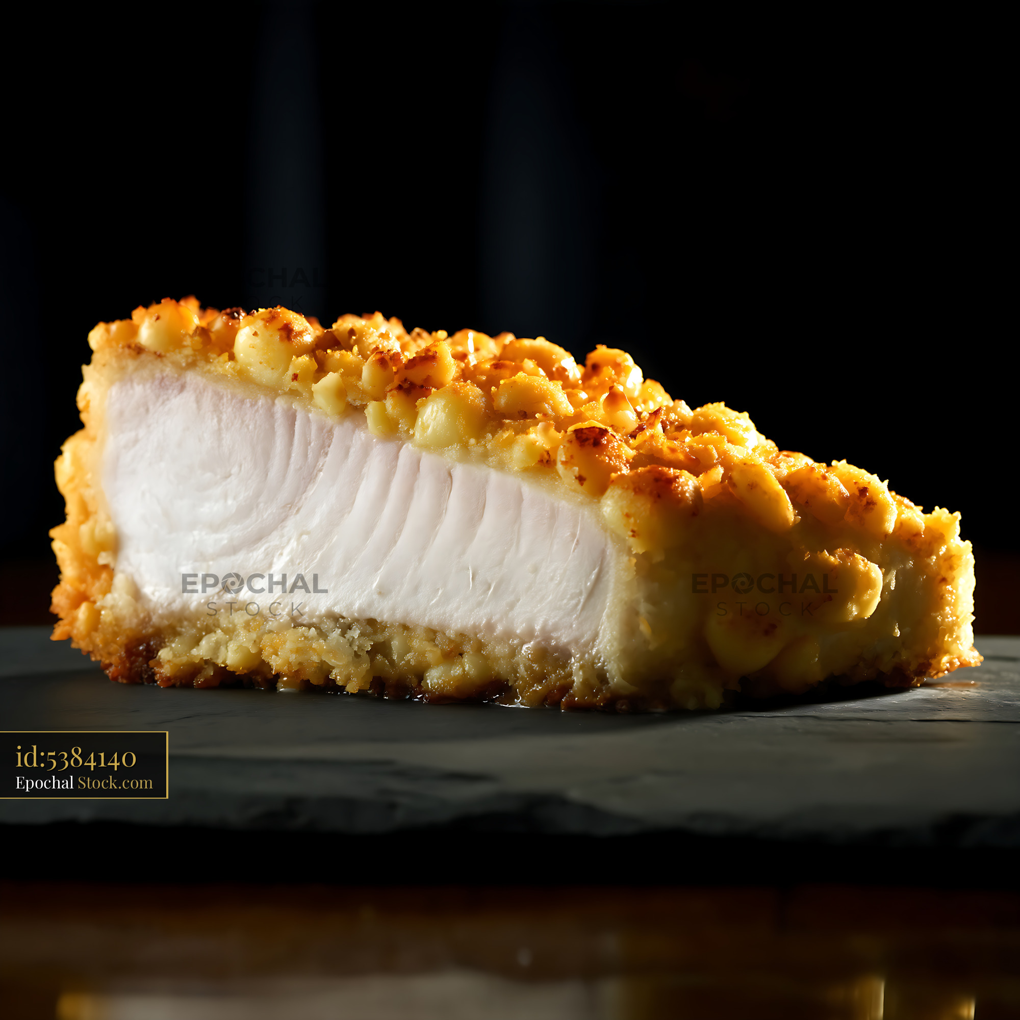 Macadamia Crusted Pie Slice Golden Topping - stock photo