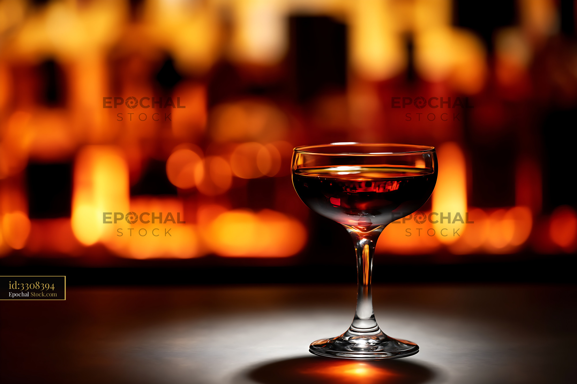 Bushwick Cocktail in Coupe Glass Bar Ambiance - stock photo