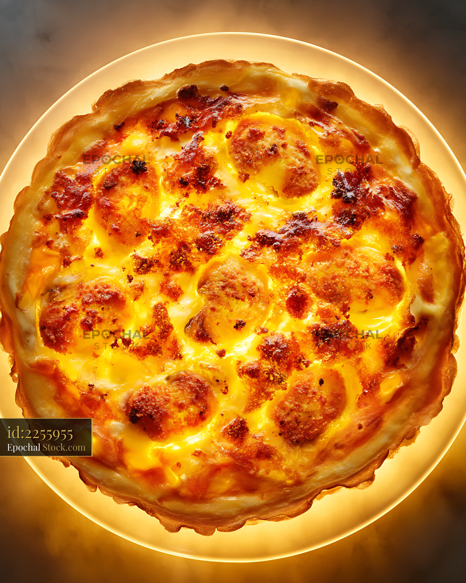 Cheesy Corn Quiche Tart with Fluted Pastry - stock photo