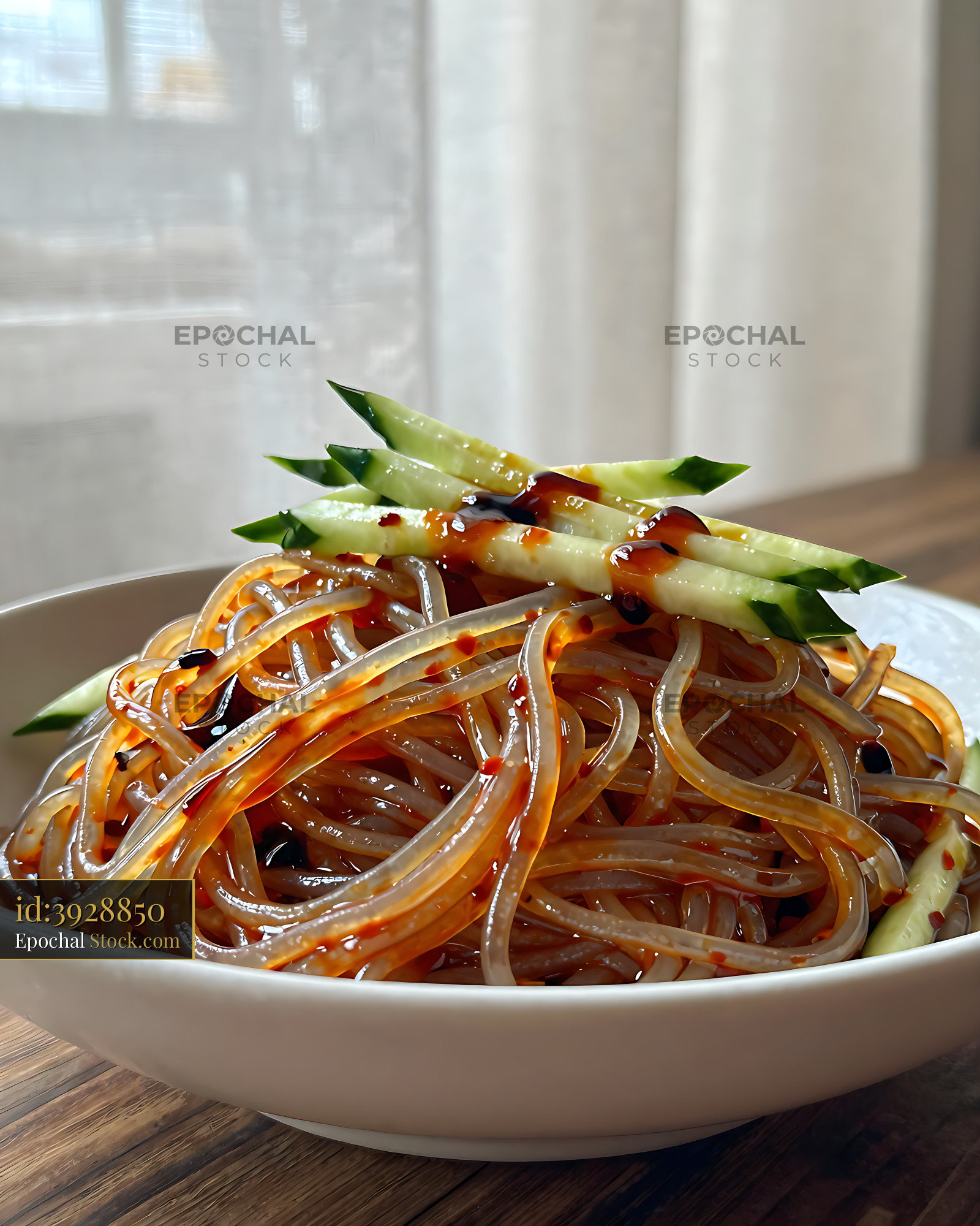 Sichuan Glass Noodle Salad with Asparagus - stock photo