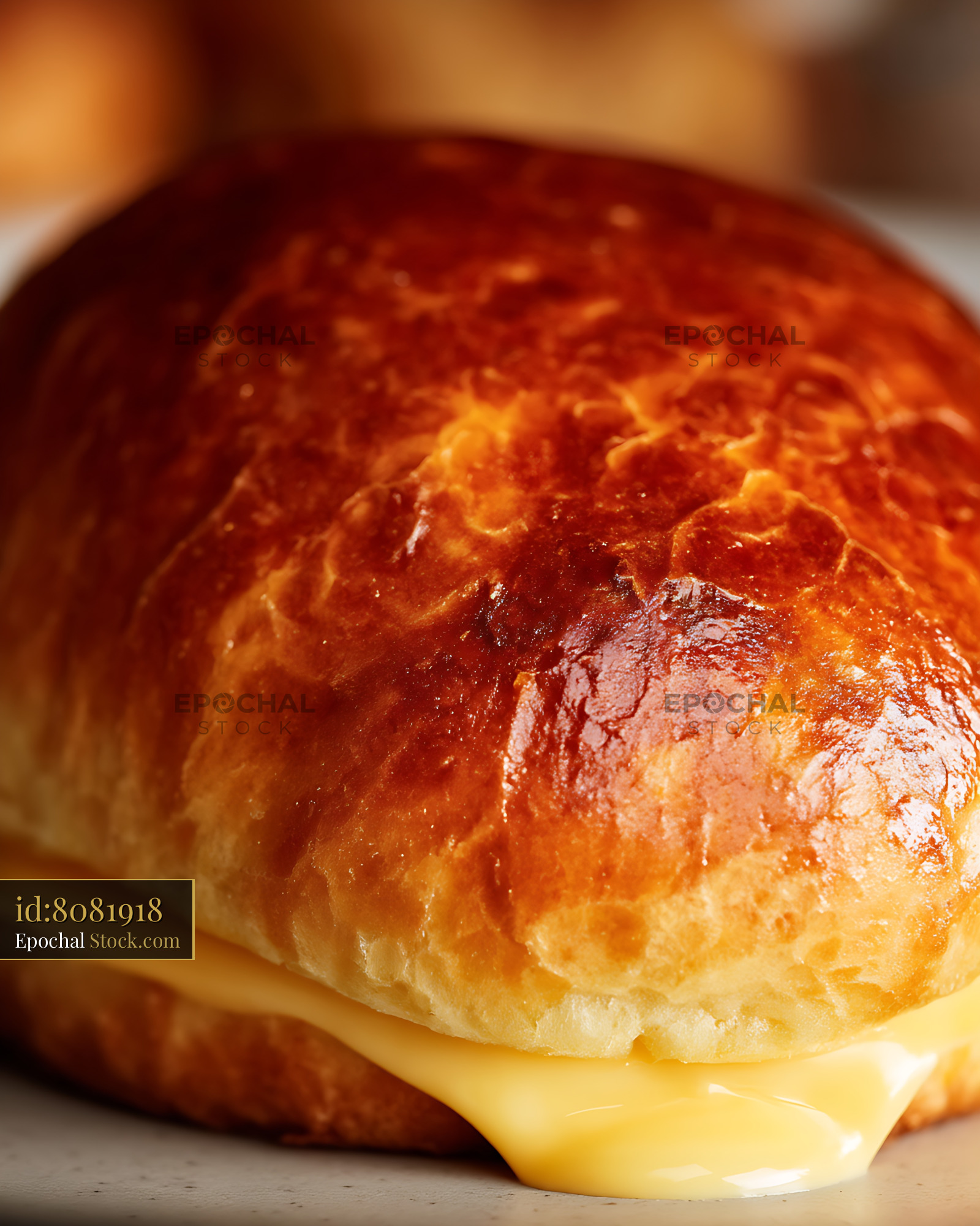 Warm Croissant with Melted Cheese - stock photo