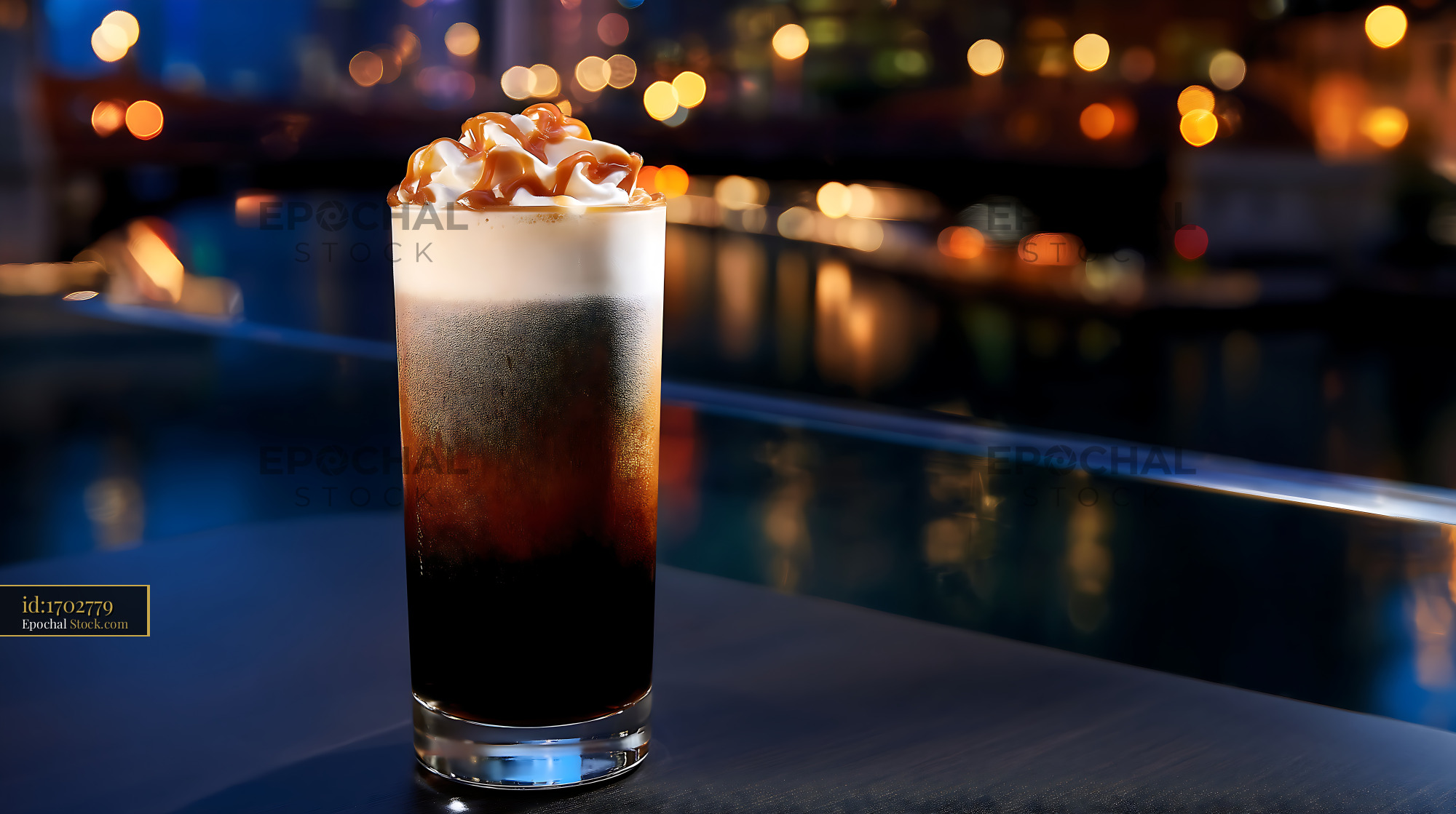 Nitro Caramel Coffee Rooftop Evening - stock photo