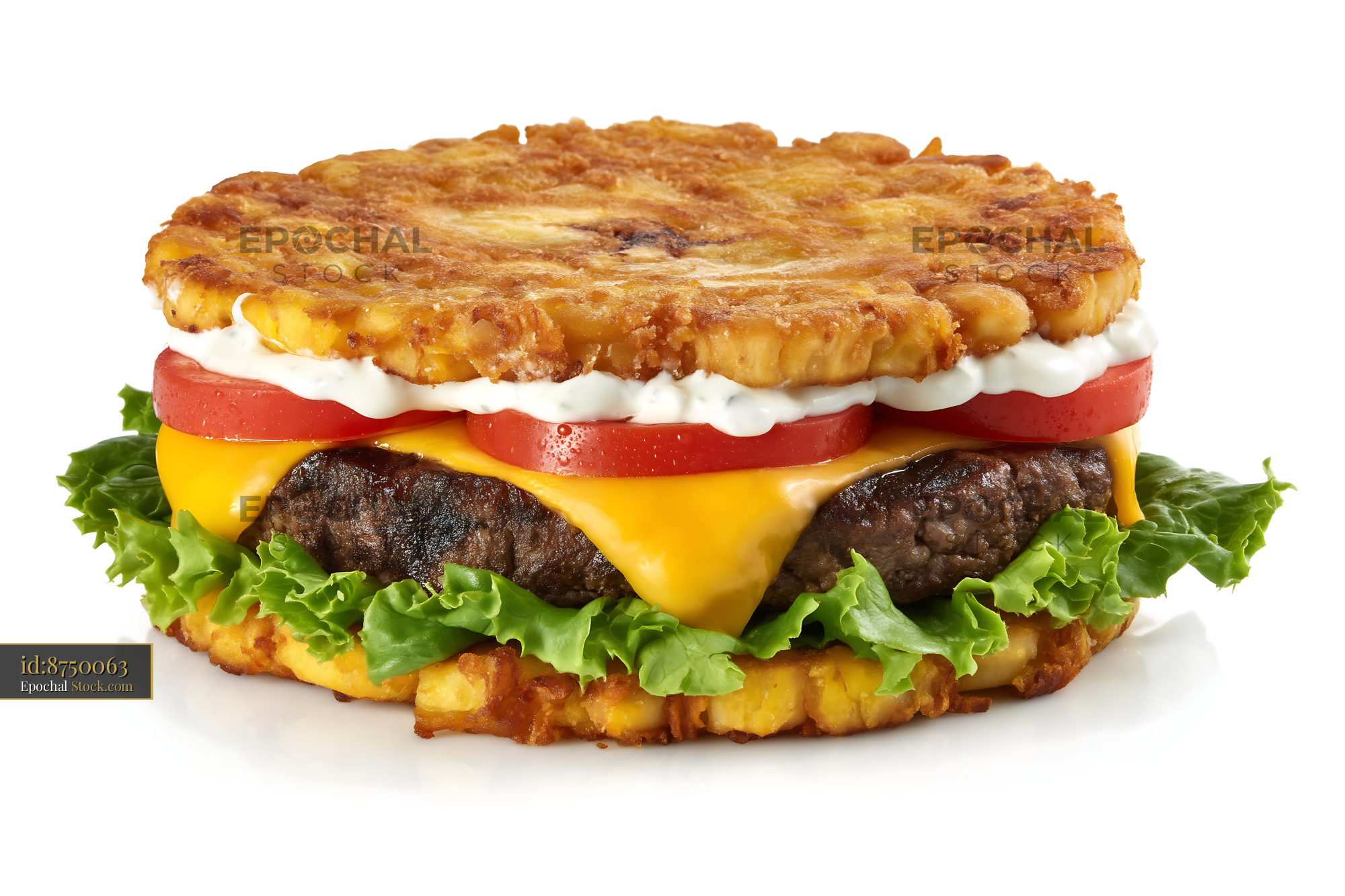 Gourmet Burger with Crispy Fried Buns - stock photo