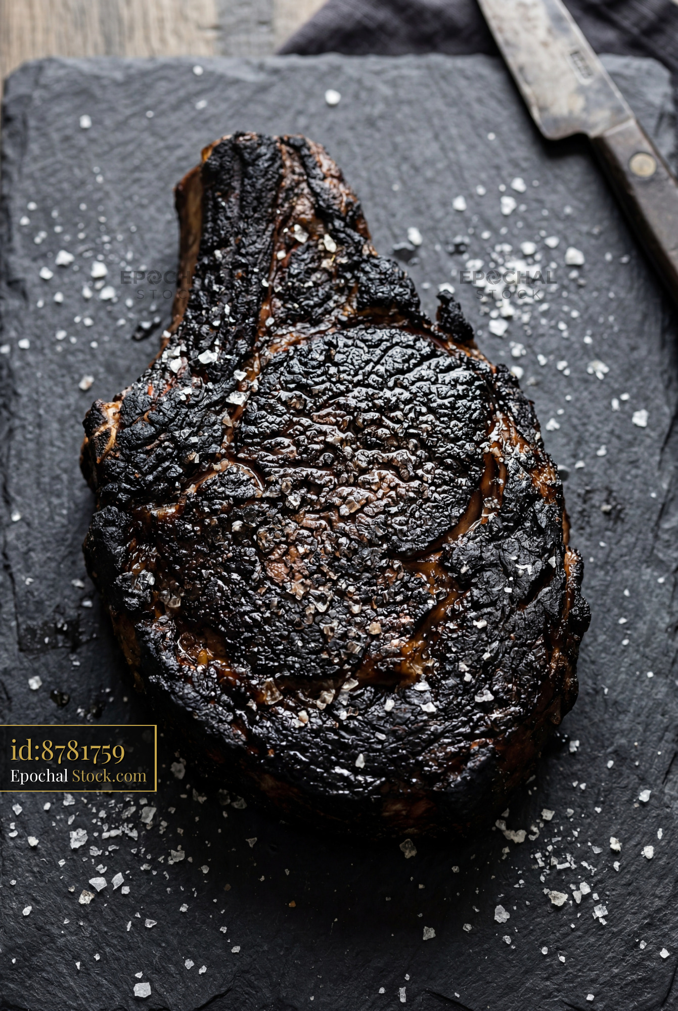Perfectly Seared Steak with Coarse Sea Salt - stock photo