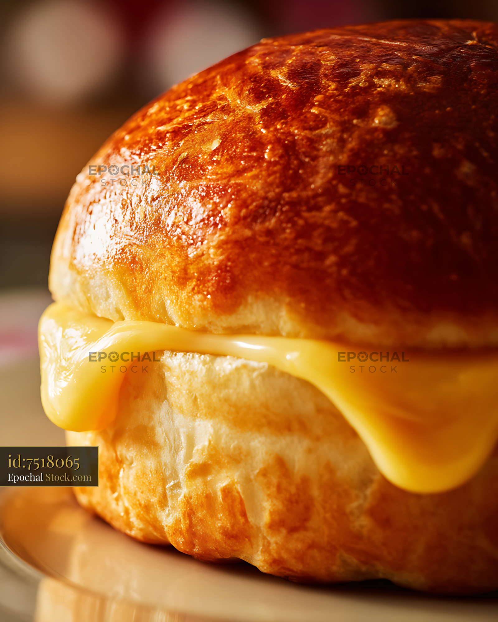 Buttery Croissant with Melted Cheese - stock photo