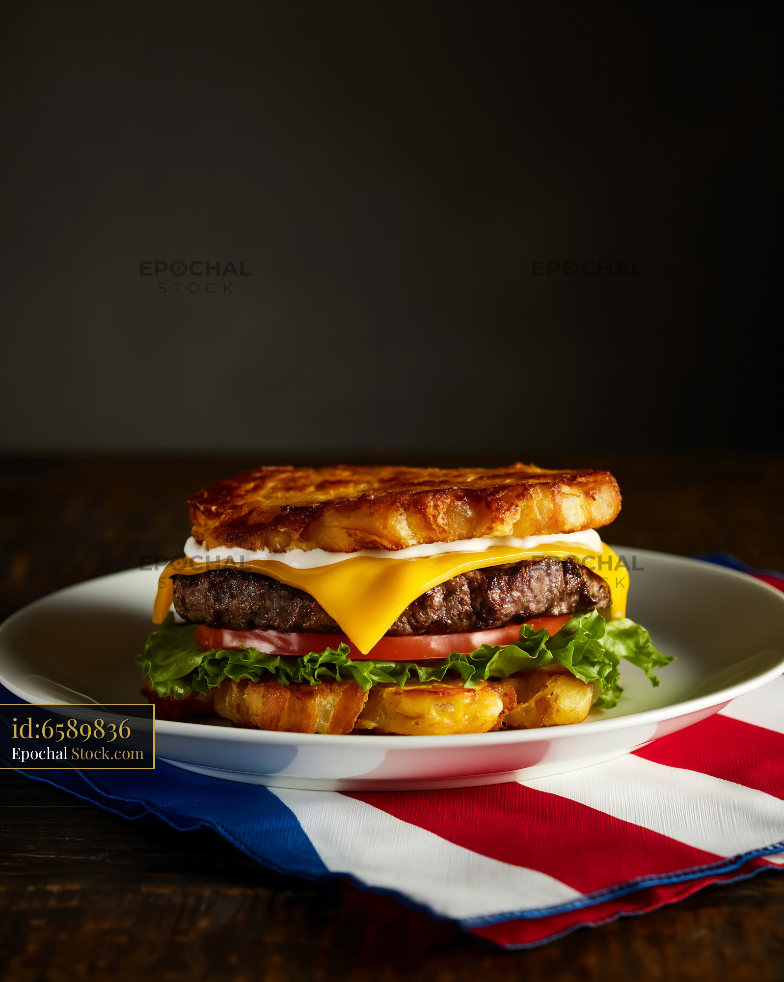 Gourmet Cheeseburger on Golden Toast - stock photo