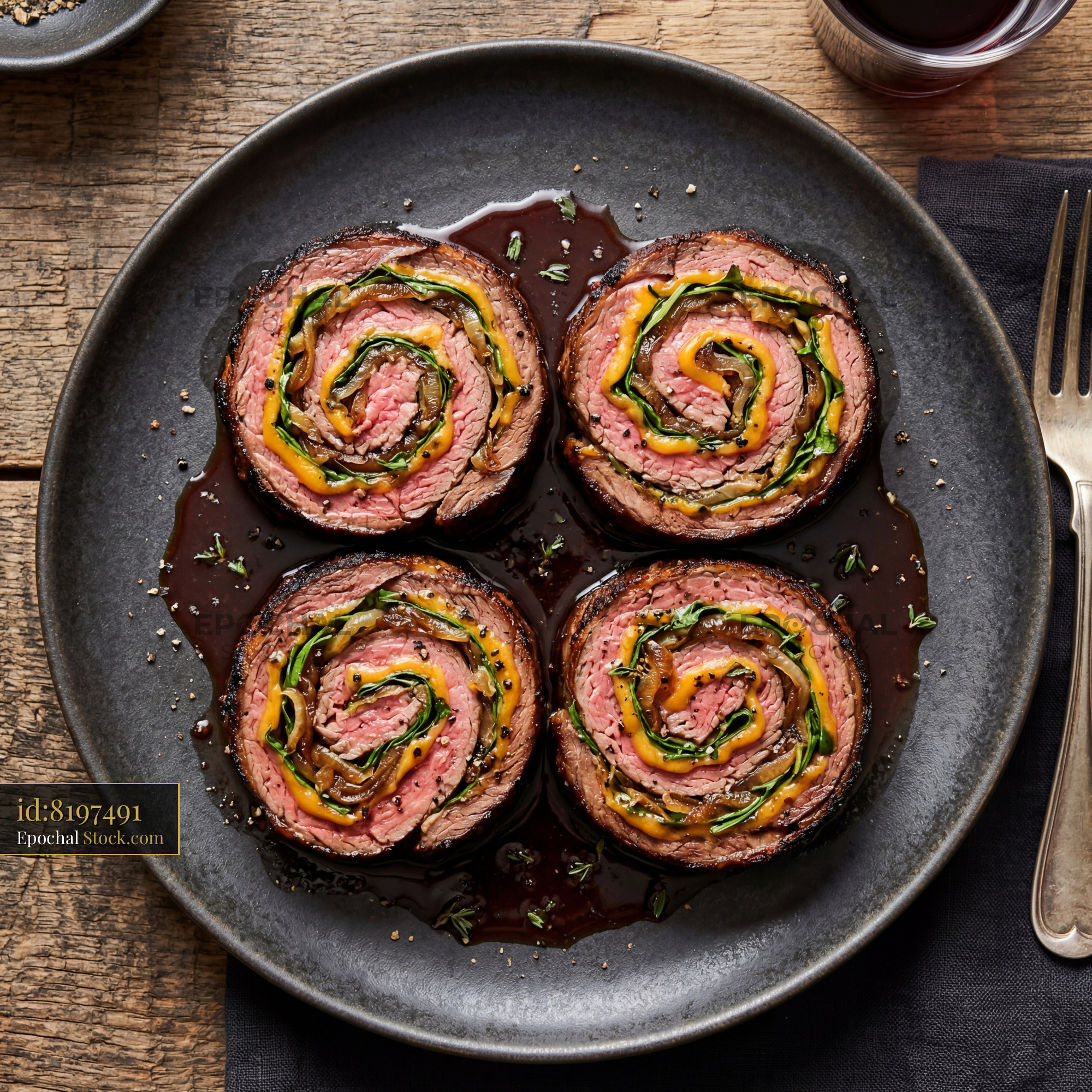 Beef Roulades with Vegetables and Sauce - stock photo