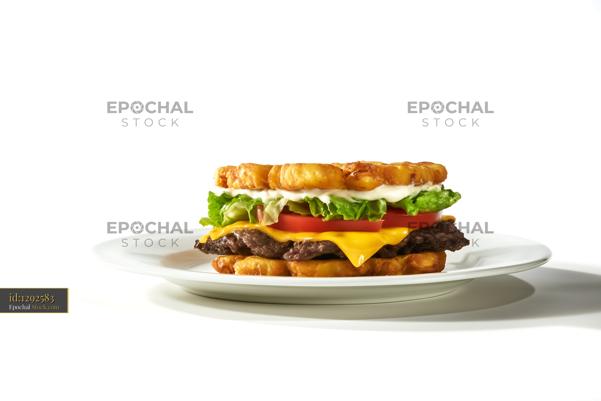 Gourmet Cheeseburger on Croissant Bun - stock photo