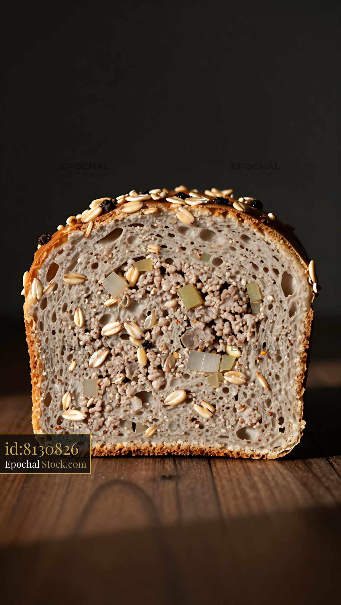 Seeded Whole Grain Bread Slice Macro - stock photo
