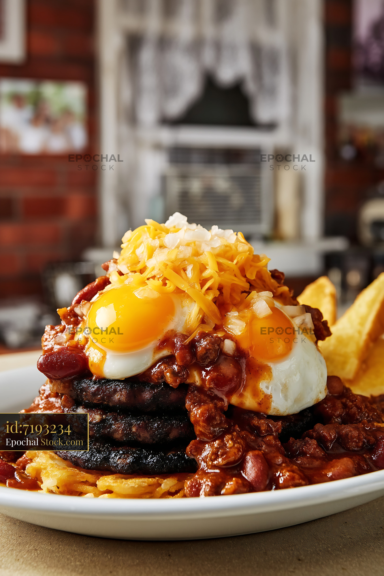 St. Louis Slinger: Double Burger, Eggs & Hash - stock photo