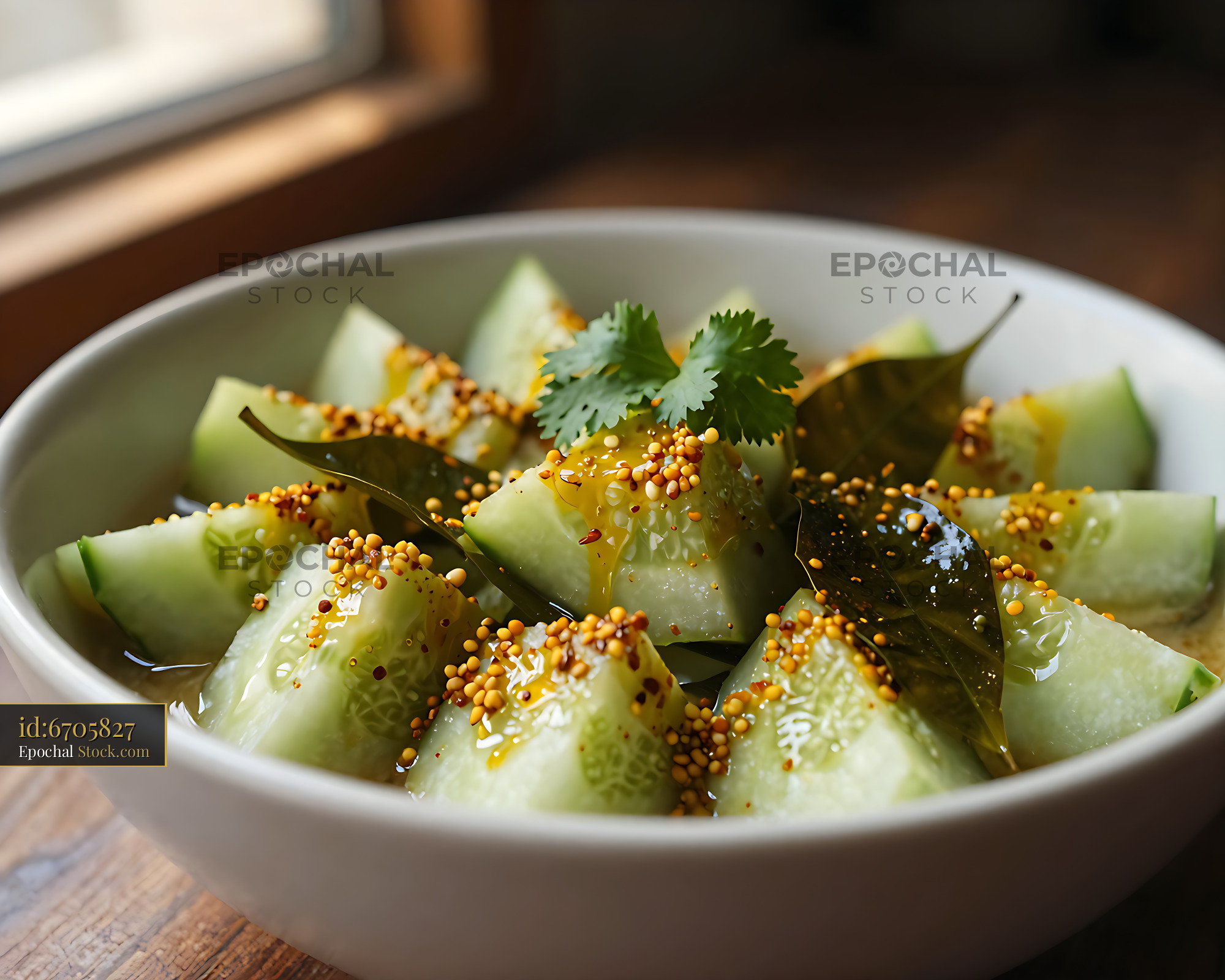 Kakdi Koshimbir: Fresh Cucumber & Mustard Seed Salad - stock photo
