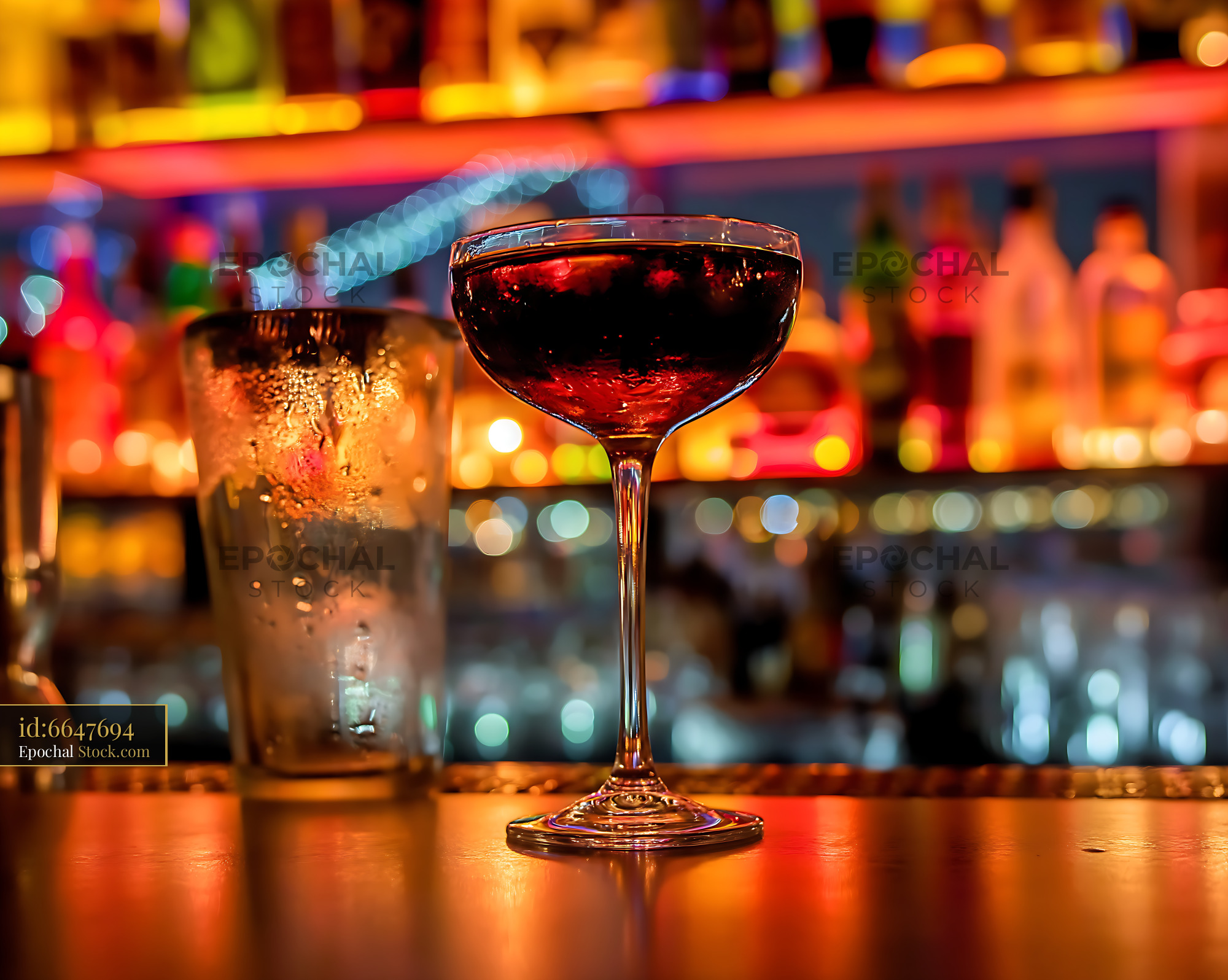 Bushwick Cocktail on Bar Counter at Nightclub - stock photo
