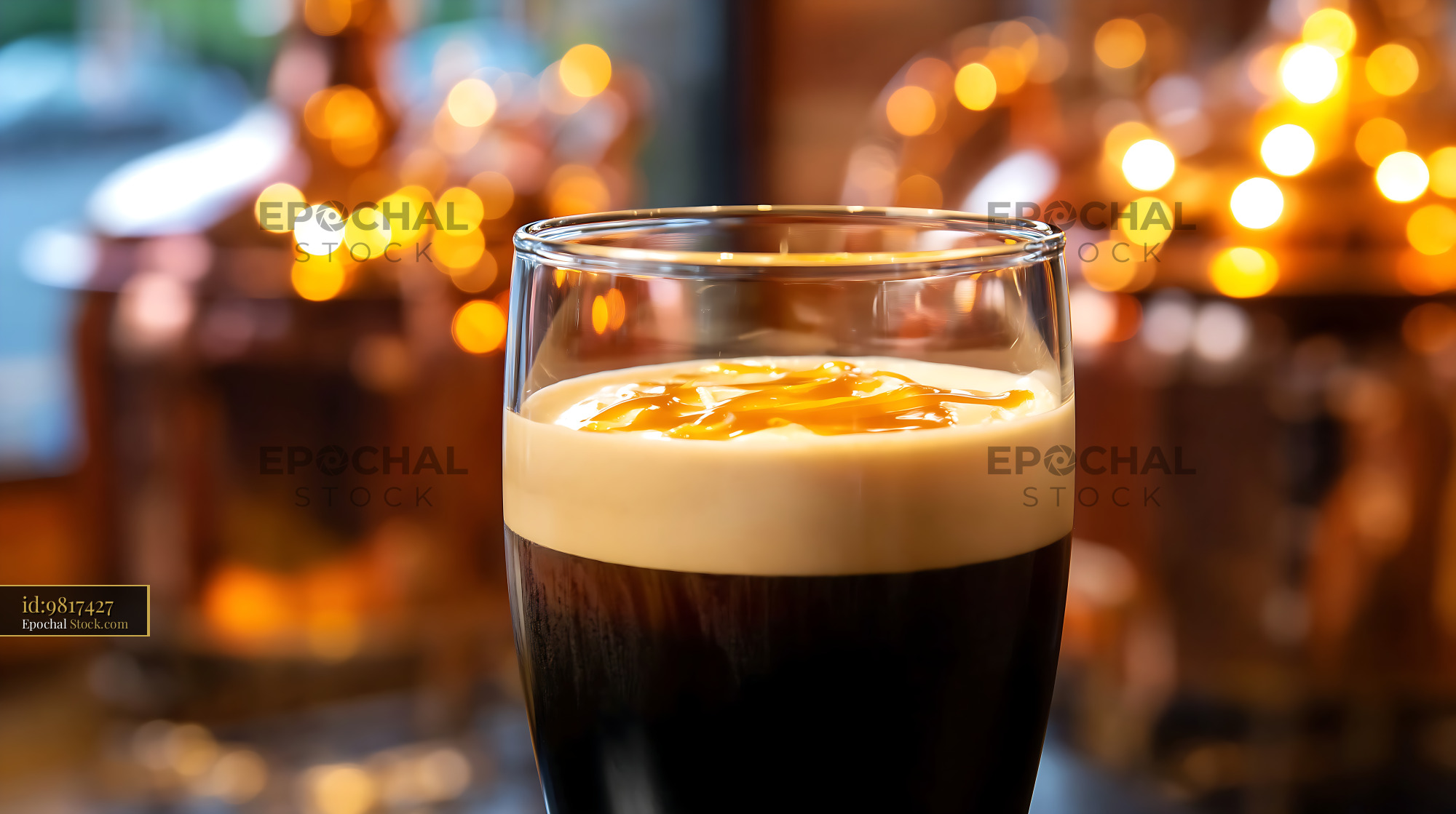 Nitro Caramel Coffee with Creamy Head - stock photo