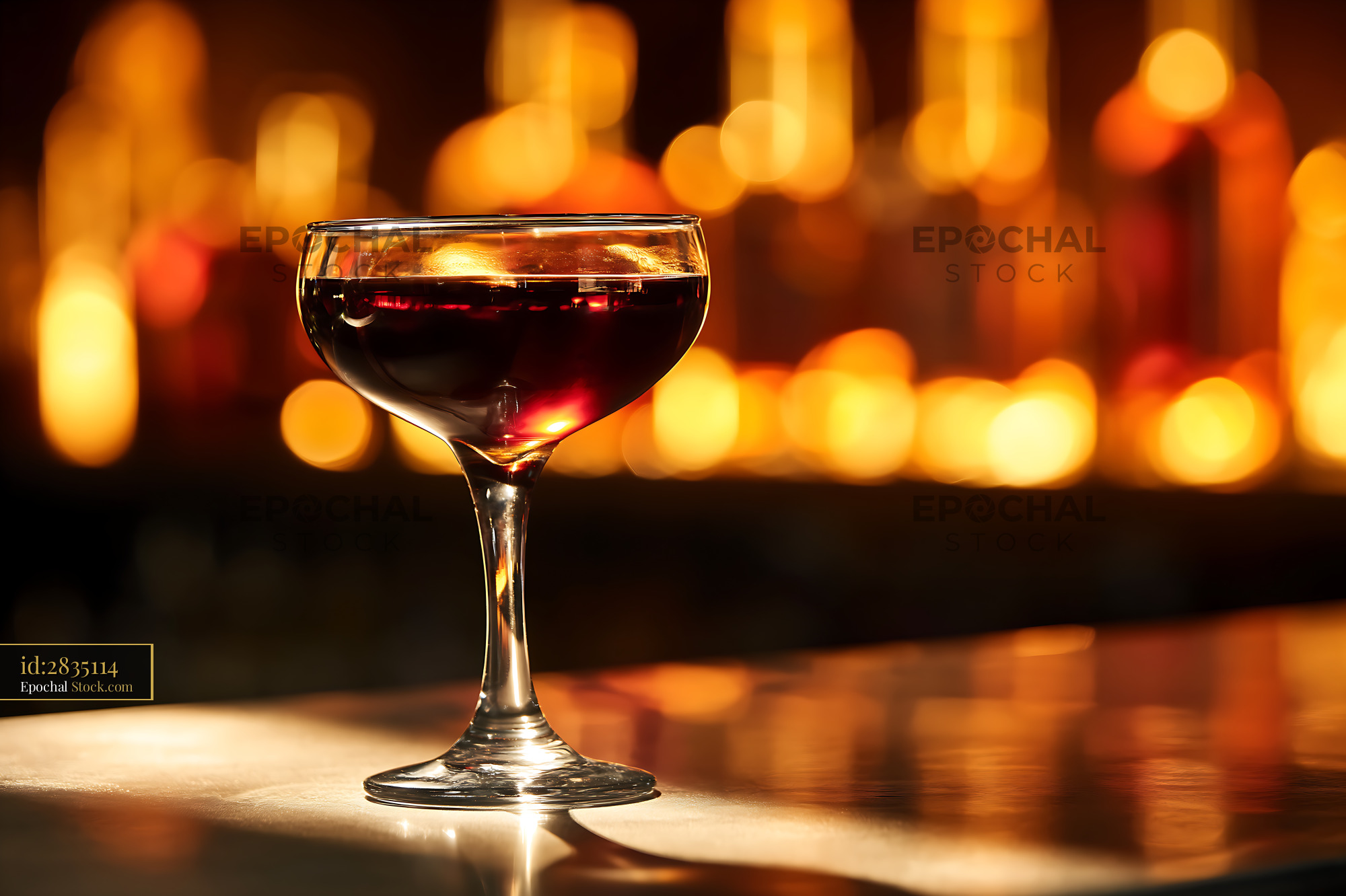 Bushwick Cocktail with Warm Golden Bar Bokeh - stock photo
