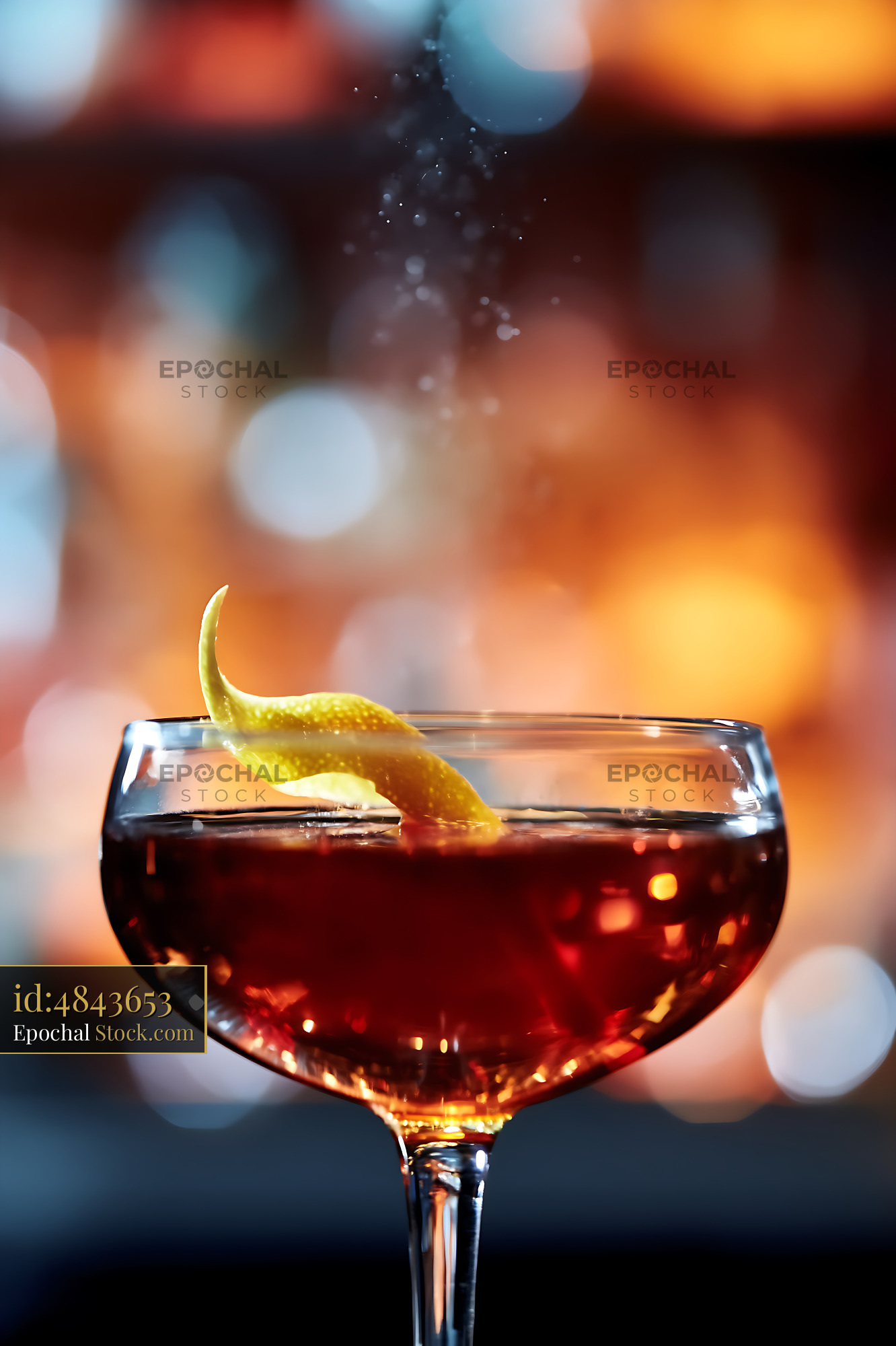 Bushwick Cocktail with Lemon Twist and Splash - stock photo
