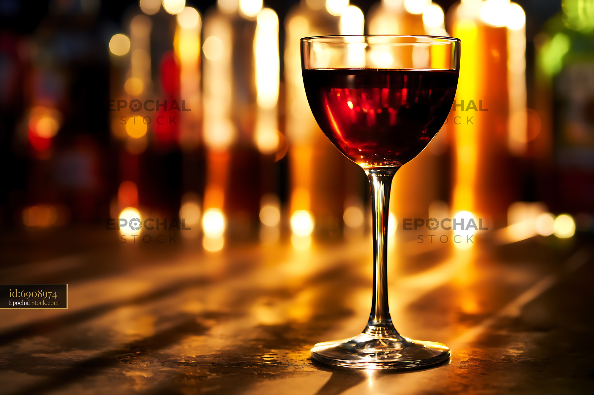 Bushwick Cocktail Red Wine Glass Bar Ambiance - stock photo