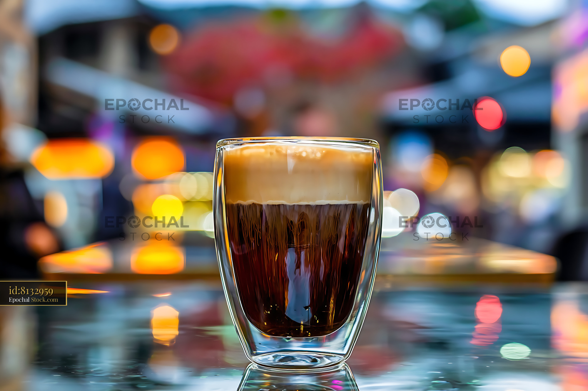Nitro Caramel Coffee in Premium Glass Cup - stock photo