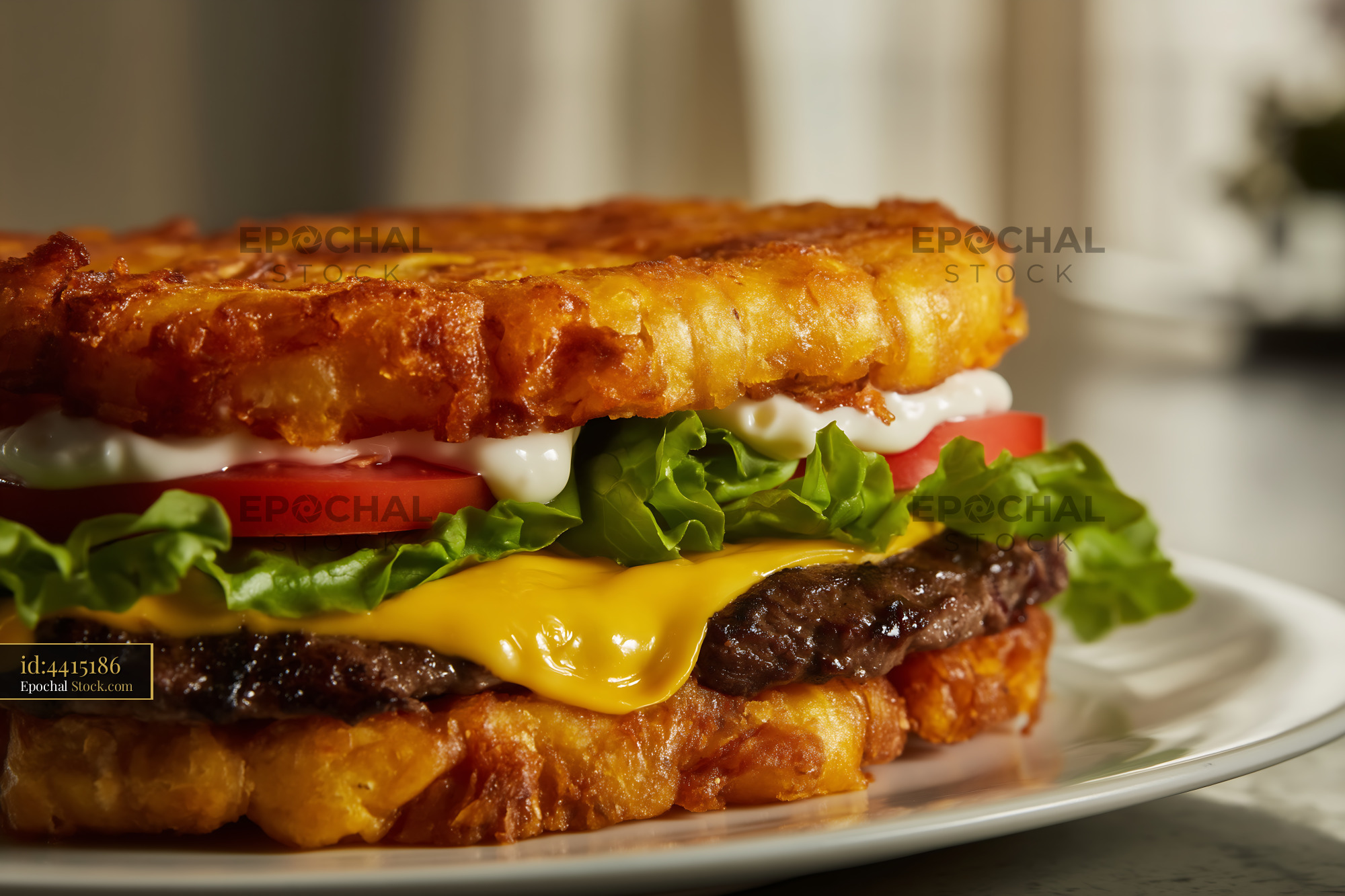 Gourmet Beef Cheeseburger on Toasted Brioche - stock photo