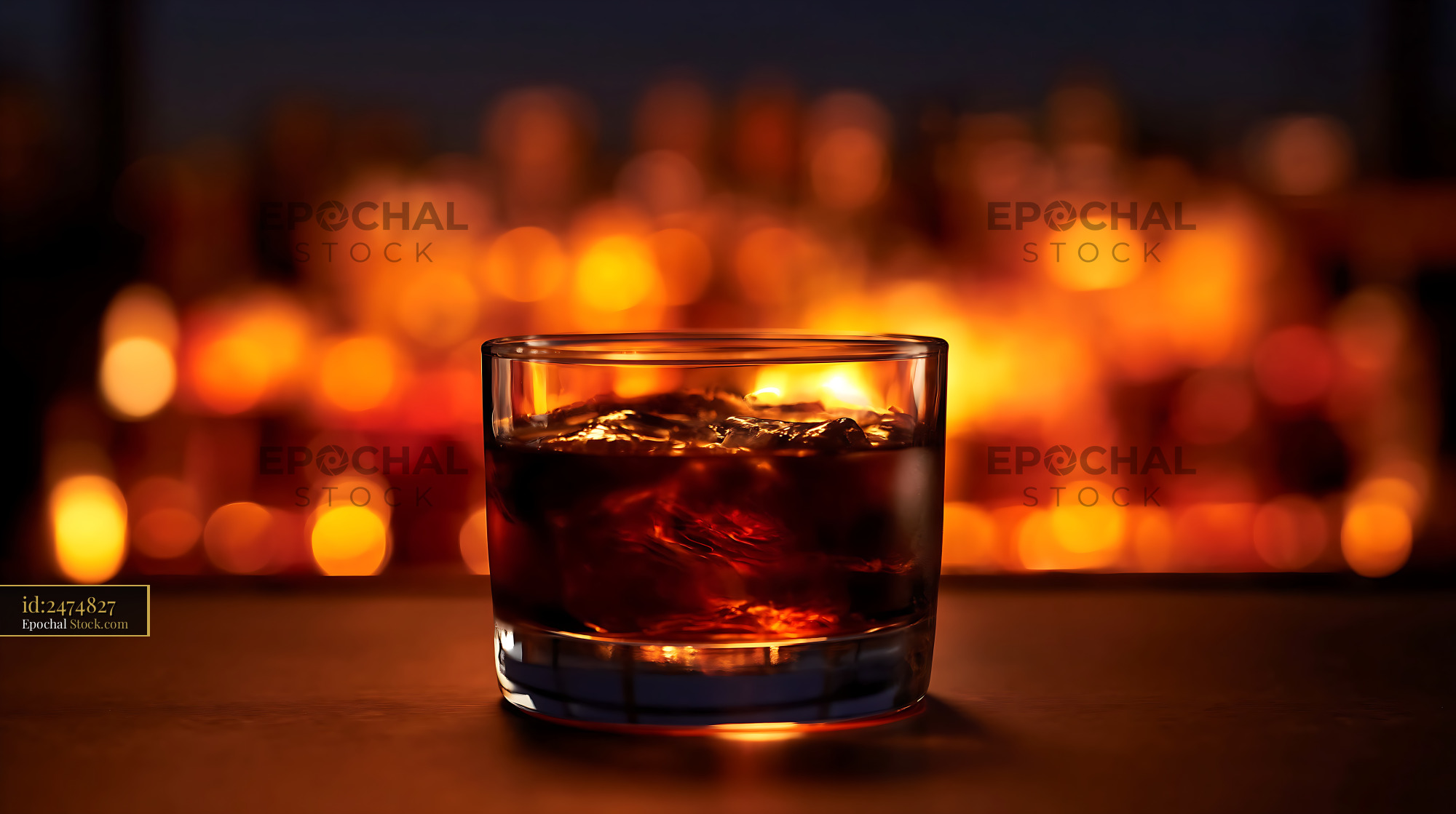 Bushwick Cocktail Against Warm Bokeh Bar Lights - stock photo