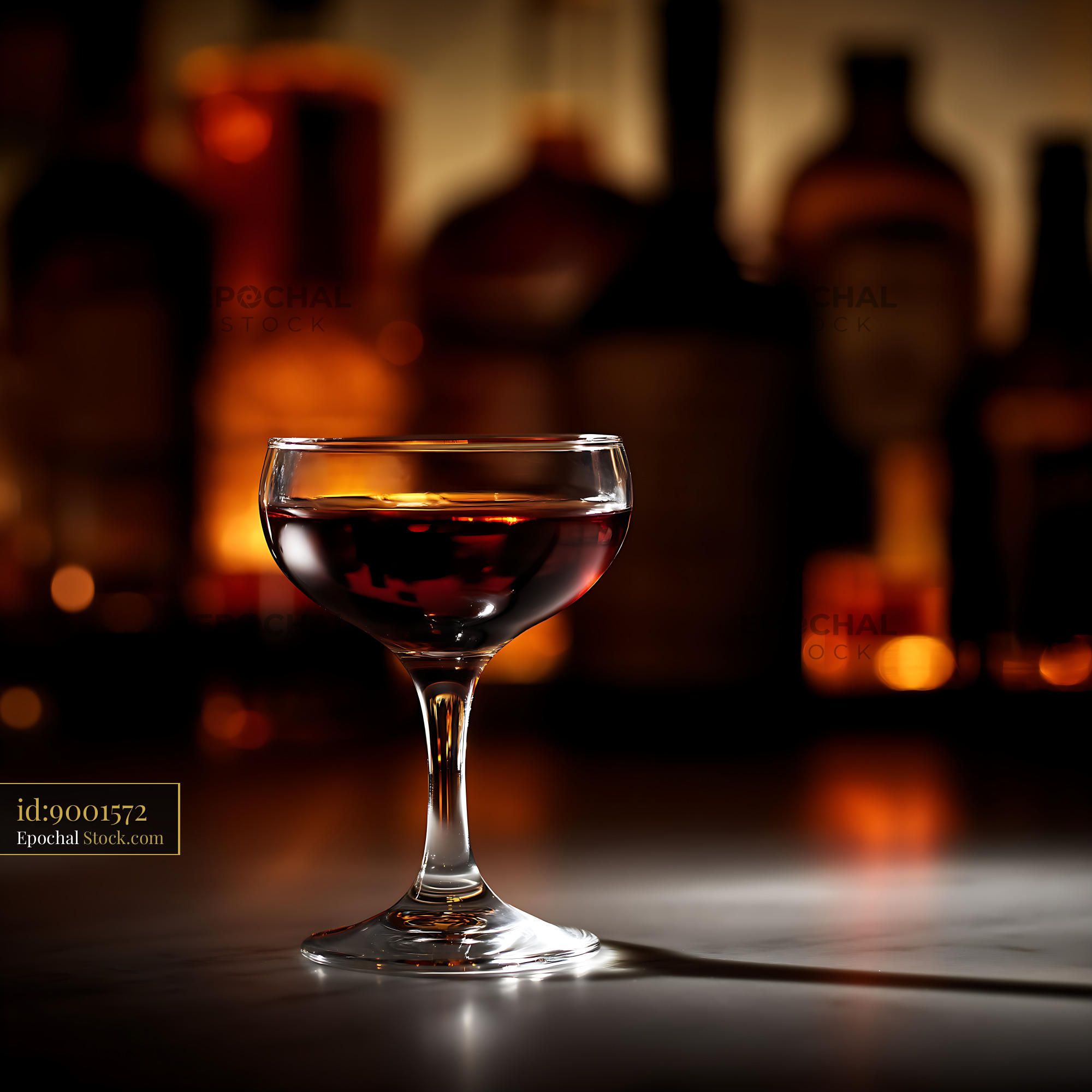 Bushwick Cocktail Served in Coupe Glass at Bar - stock photo