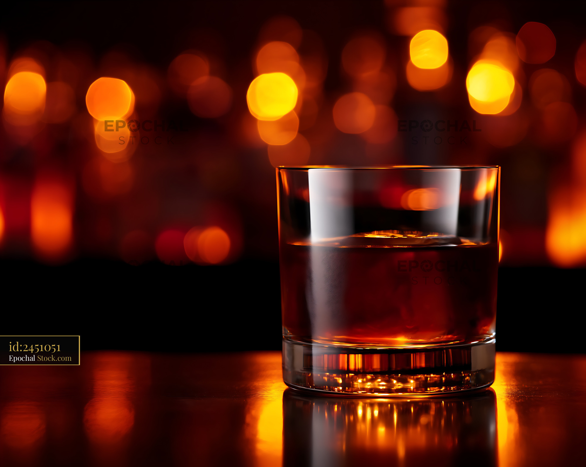 Bushwick Cocktail Amber Spirits Bokeh - stock photo