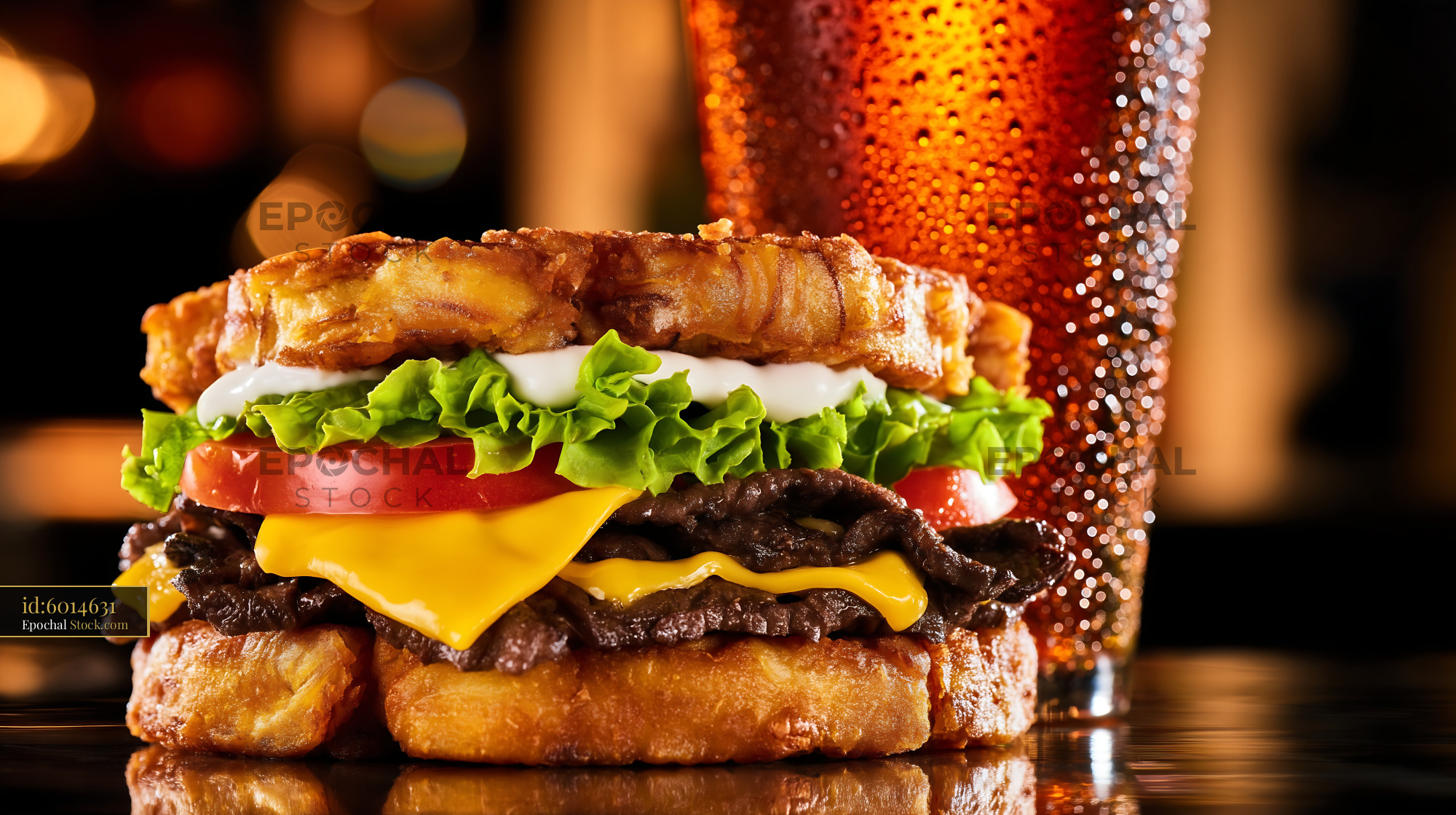 Premium Gourmet Burger with Melted Cheese - stock photo