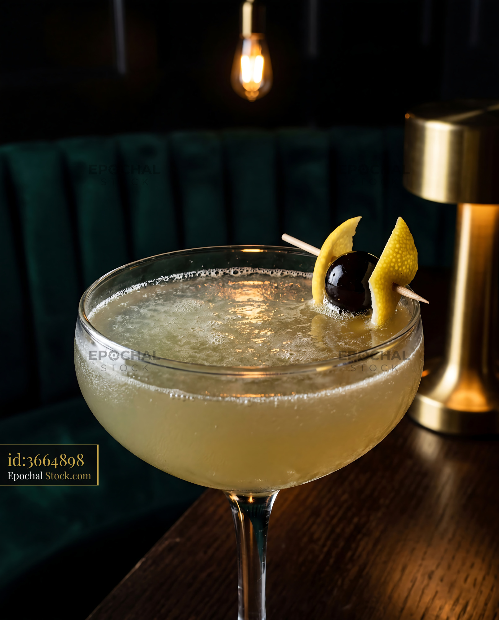 Final Ward Cocktail with Lemon Twist - stock photo