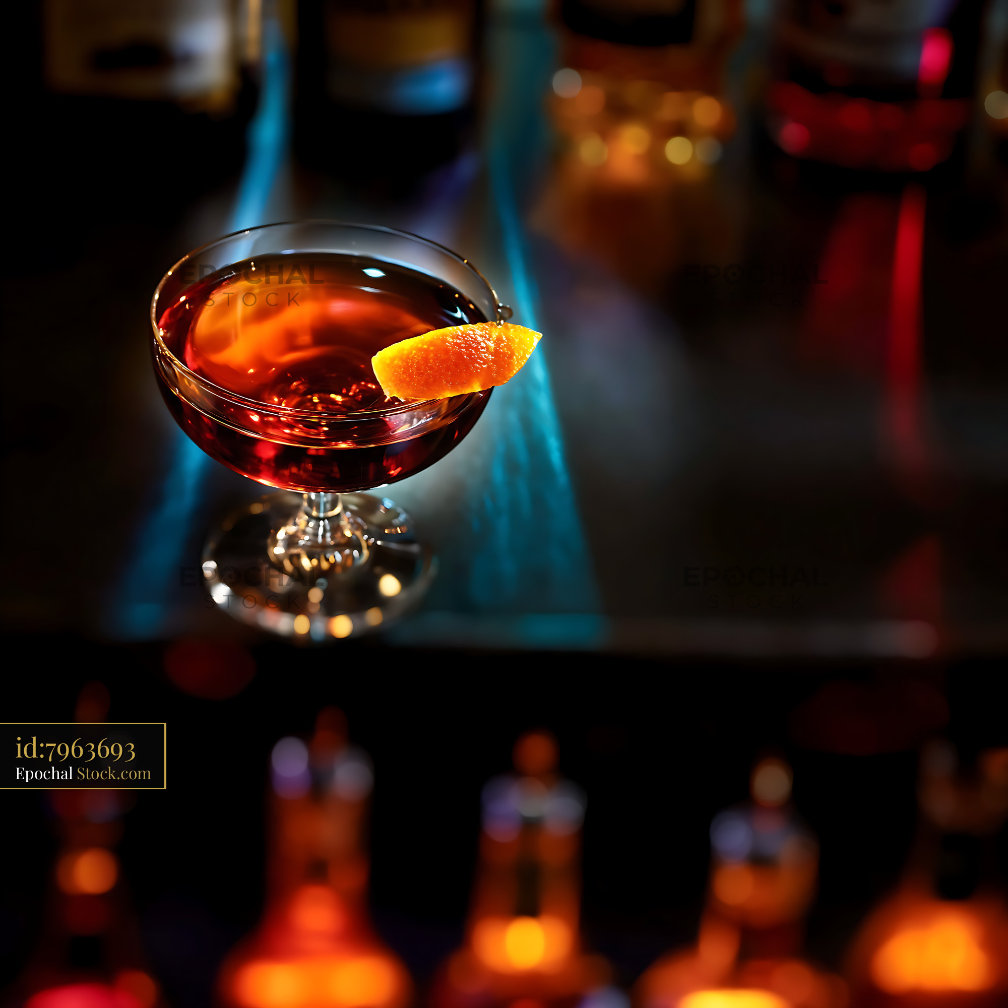 Bushwick Cocktail with Orange Peel Garnish - stock photo