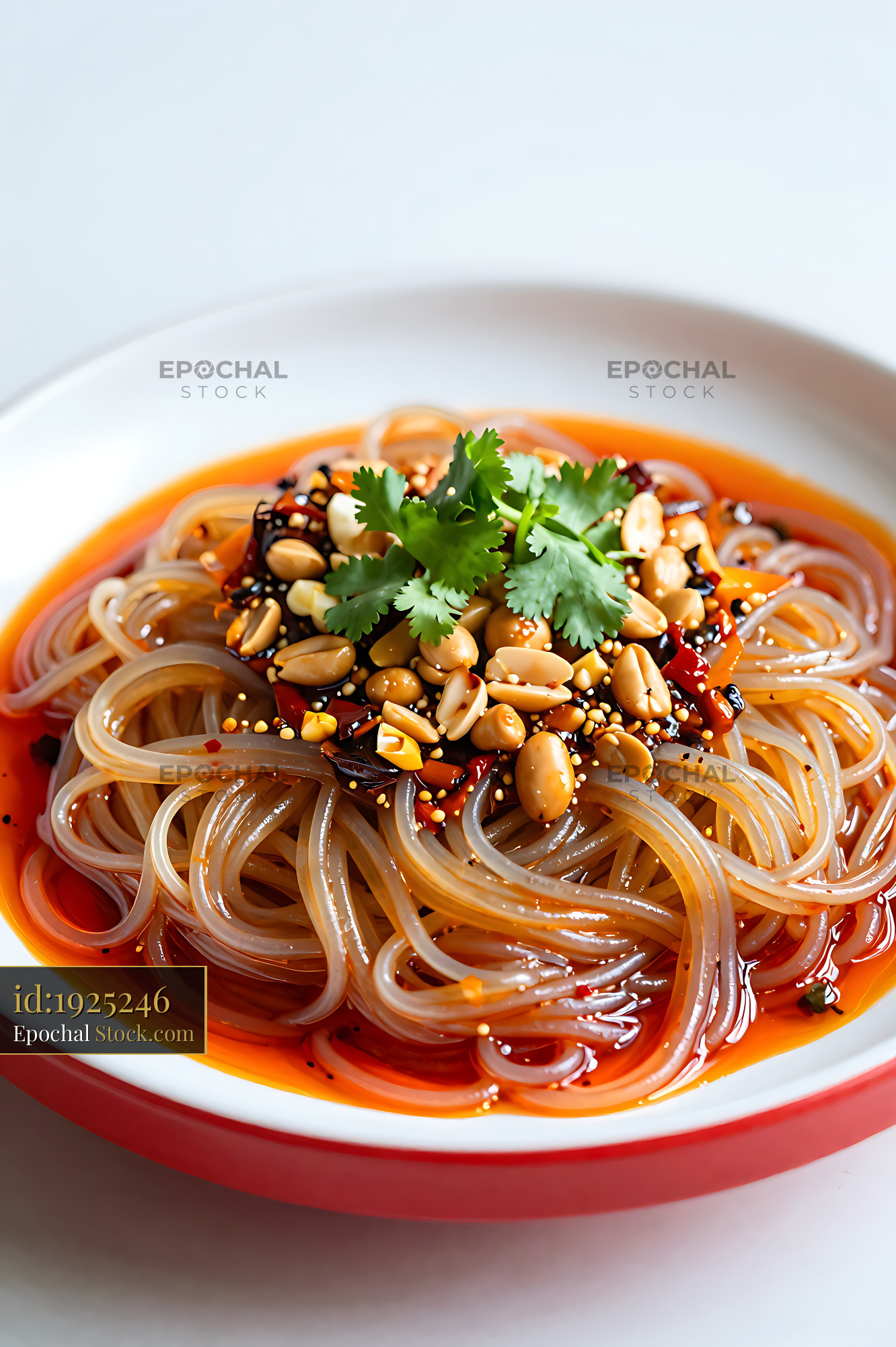 Sichuan Glass Noodle Salad with Peanuts - stock photo
