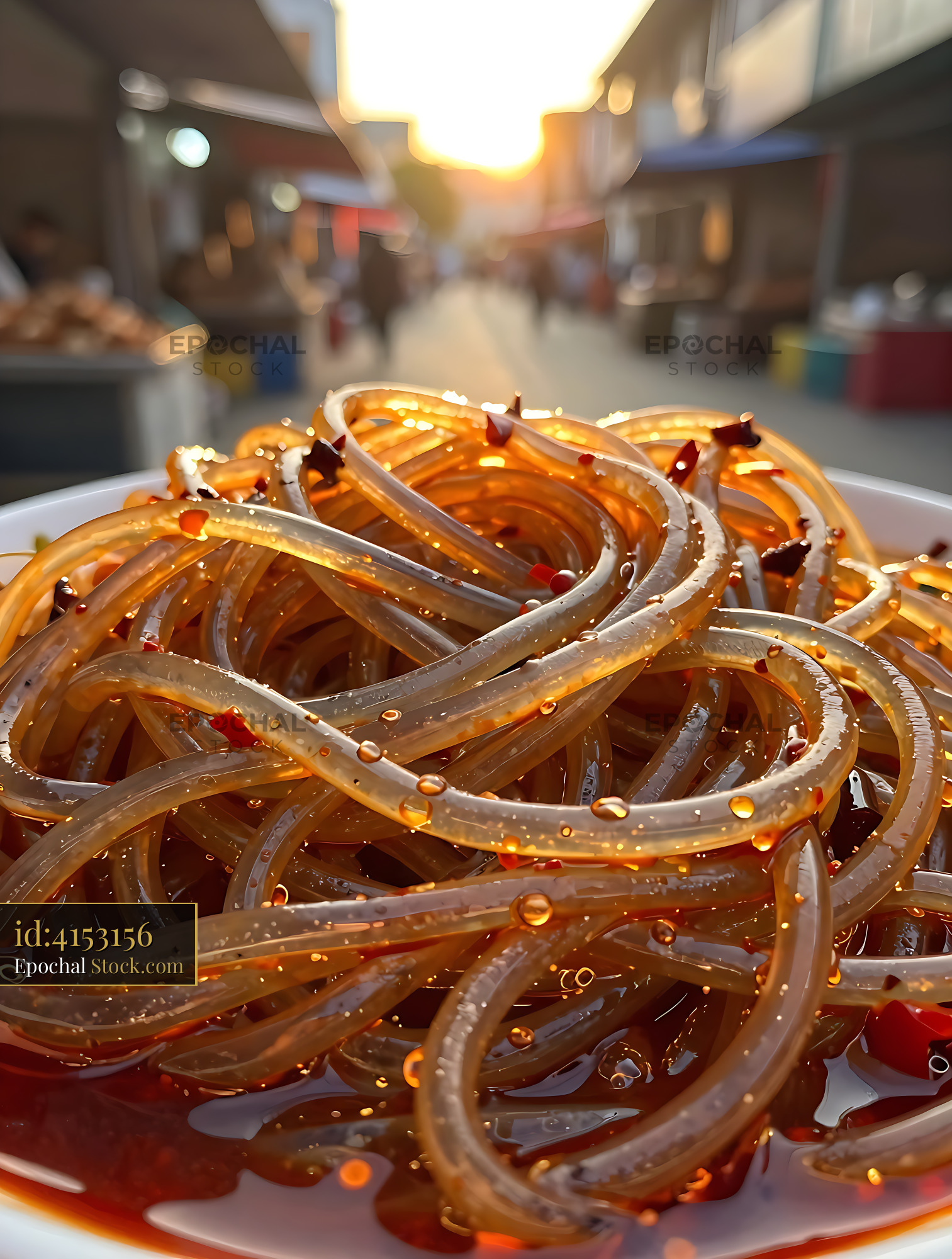 Sichuan Glass Noodle Salad at Street Food Market - stock photo
