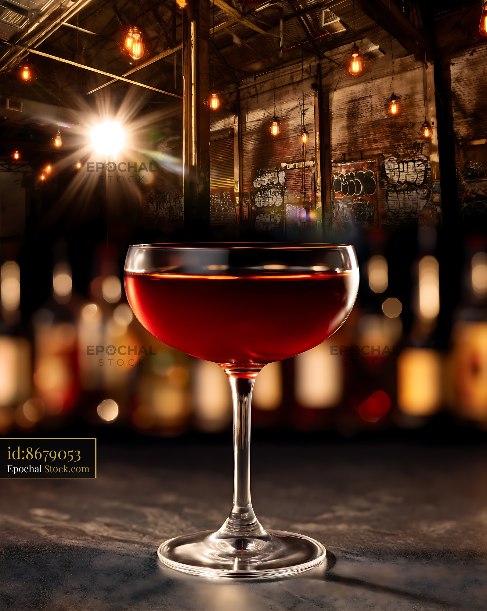 Bushwick Cocktail in Hipster Industrial Bar - stock photo