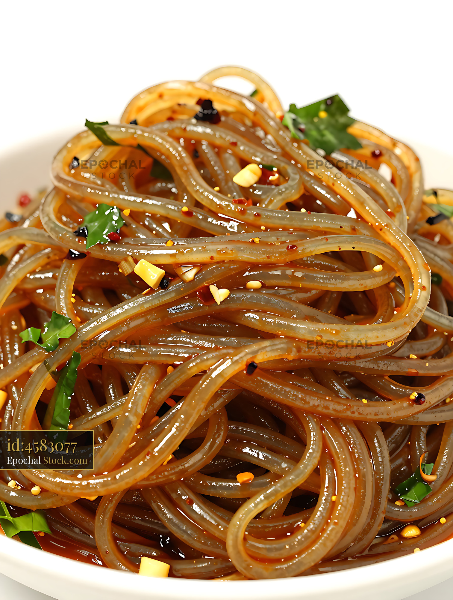 Sichuan Glass Noodle Salad with Spicy Chili - stock photo