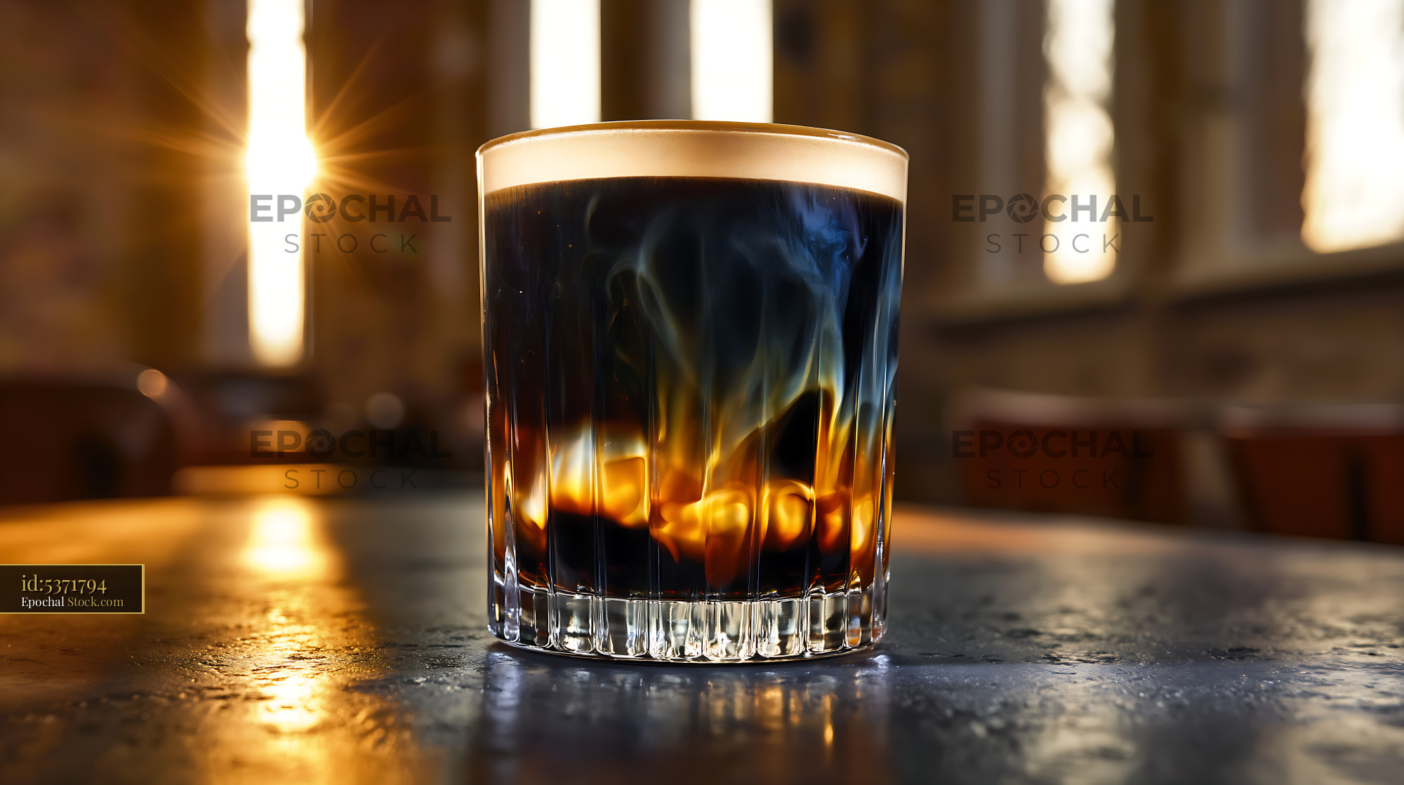 Nitro Caramel Coffee with Creamy Head - stock photo