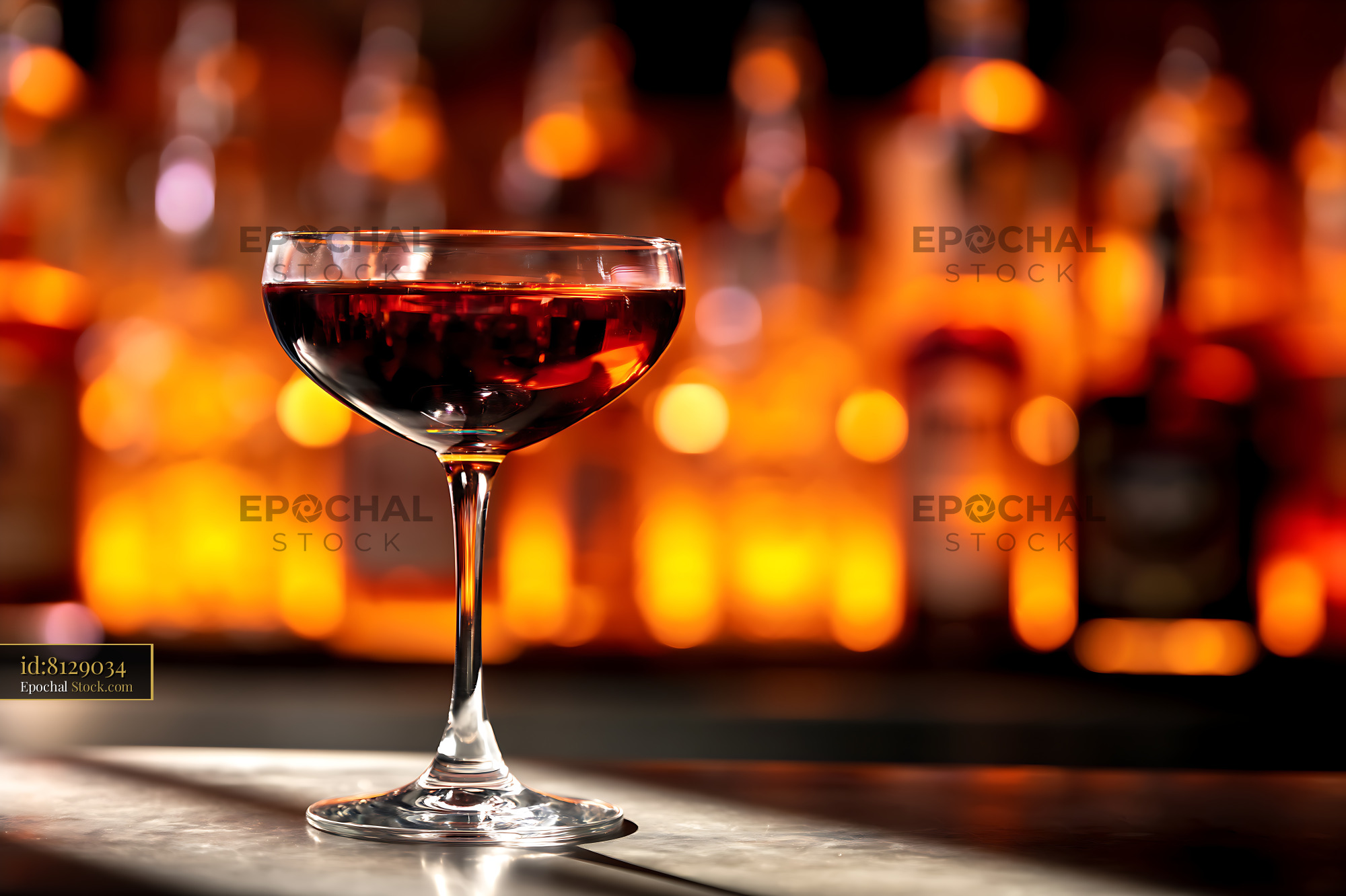 Bushwick Cocktail in Coupe Glass Bar - stock photo