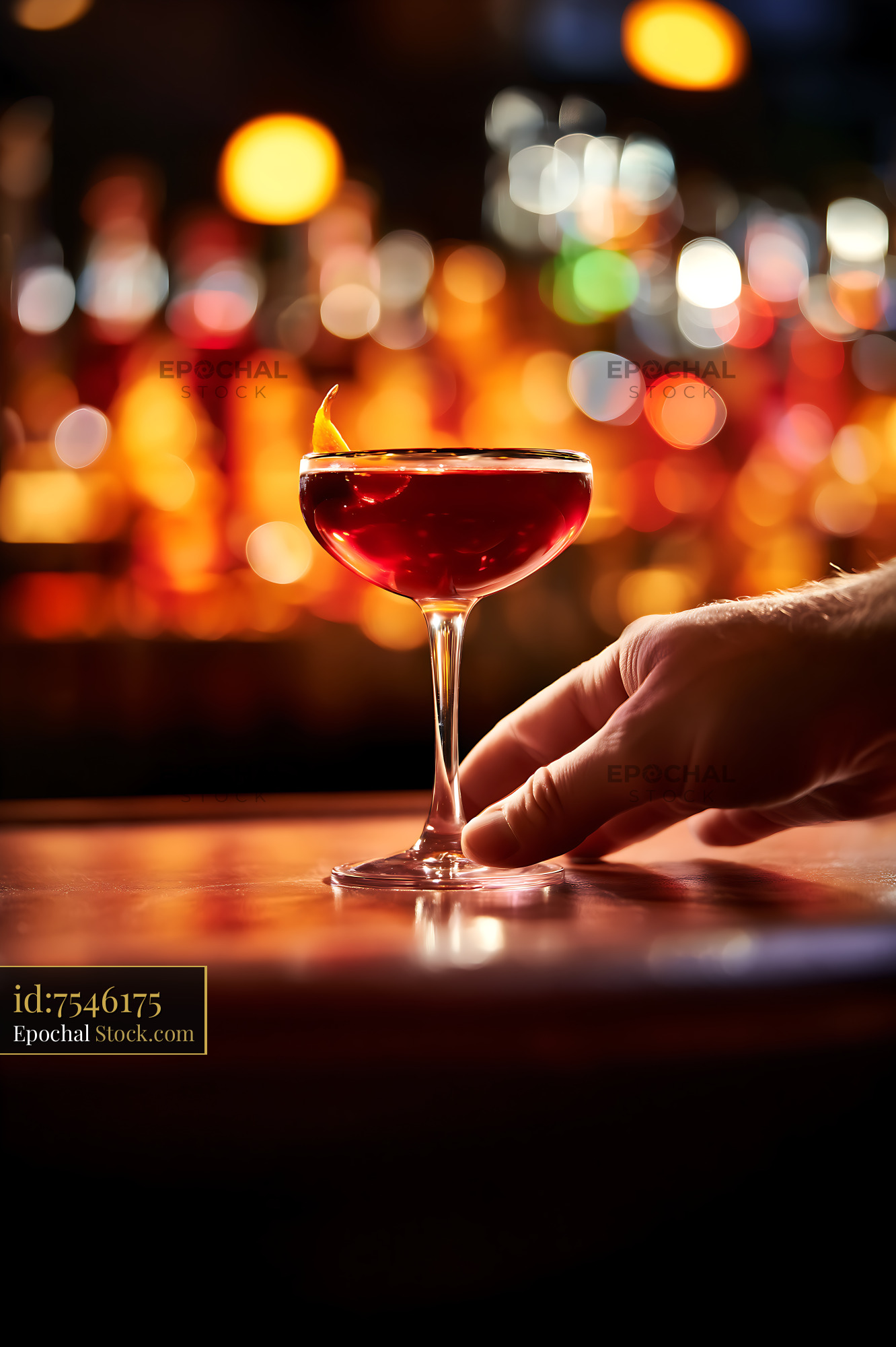 Bushwick Cocktail with Citrus Twist at Bar - stock photo