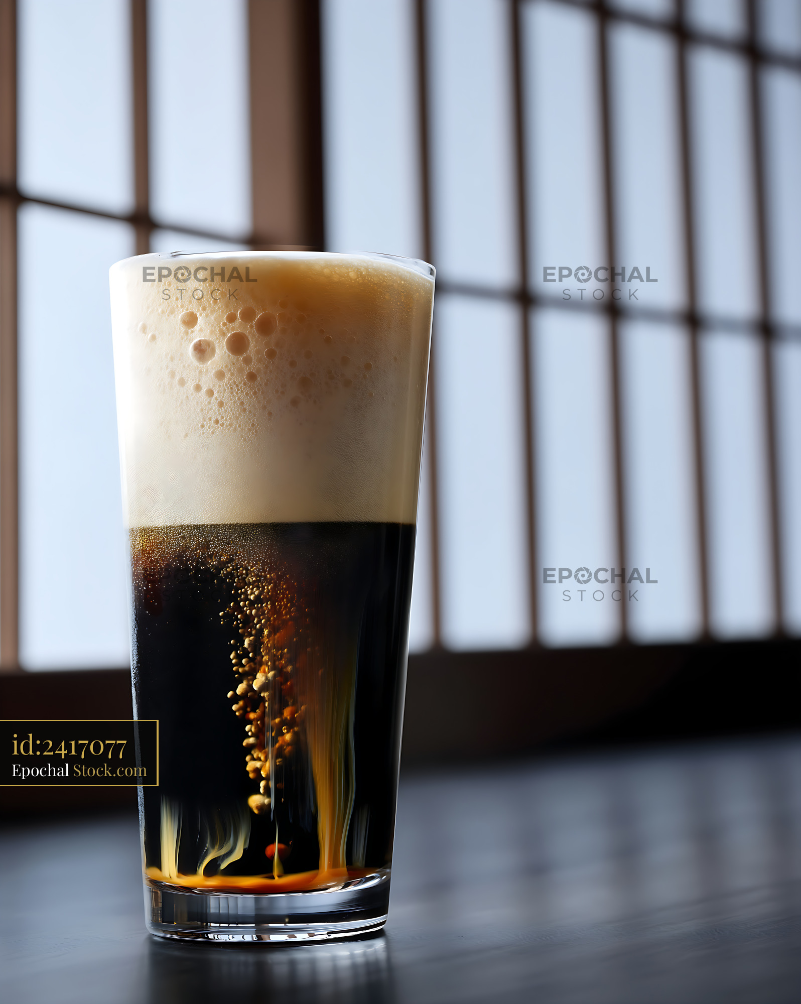 Nitro Caramel Coffee with Creamy Head - stock photo