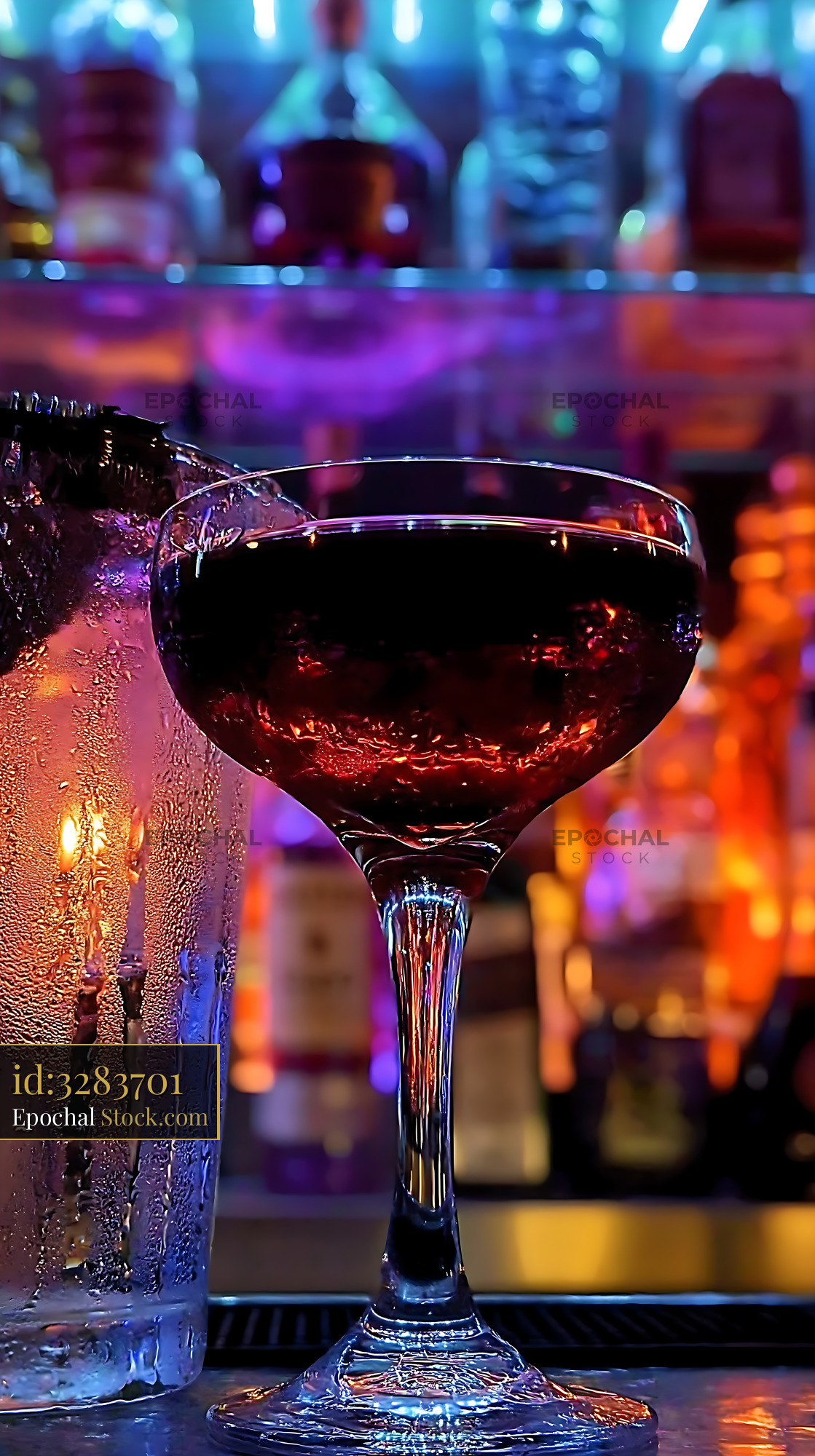 Bushwick Cocktail on Wet Bar Counter - stock photo