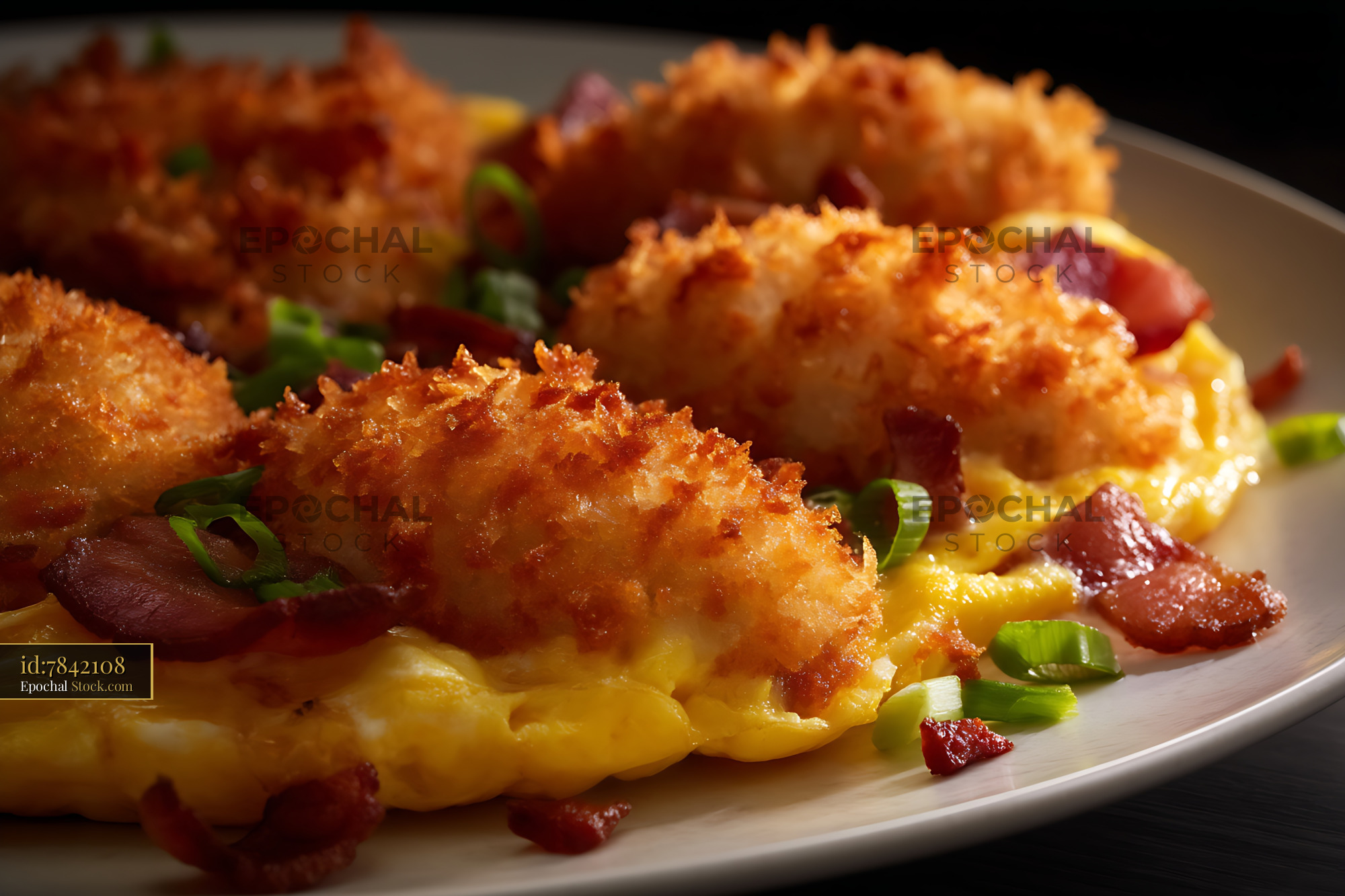 Crispy Fried Shrimp with Creamy Mashed Potatoes - stock photo