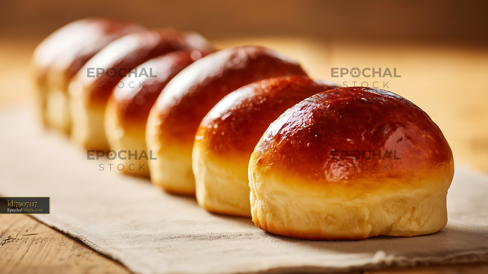 Golden Glazed Bread Rolls with Sugar Stripes - stock photo