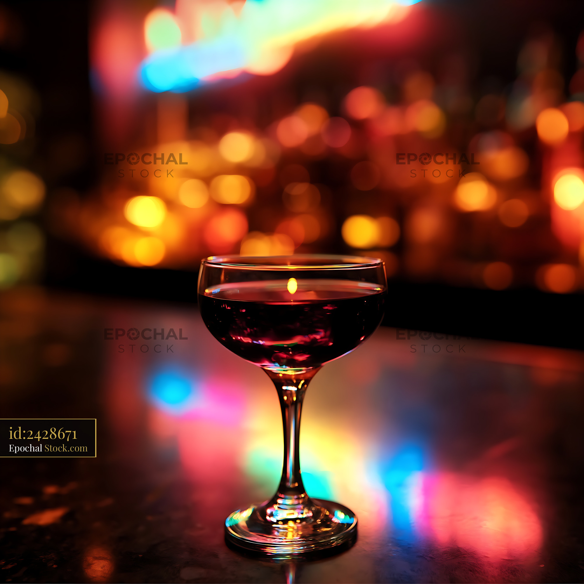 Bushwick Cocktail with Colorful Bokeh Lights - stock photo
