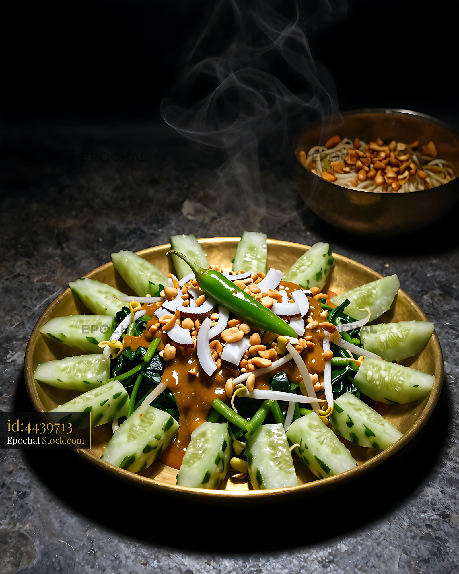 Kakdi Koshimbir Fresh Cucumber Sprout Salad - stock photo