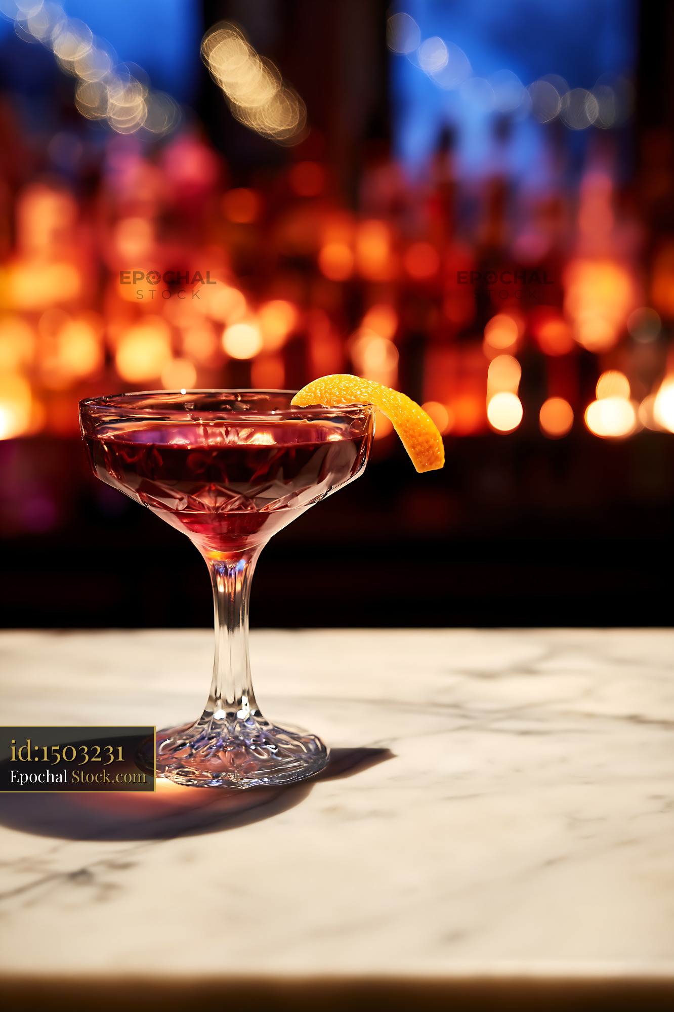 Bushwick Cocktail with Orange Peel Garnish - stock photo