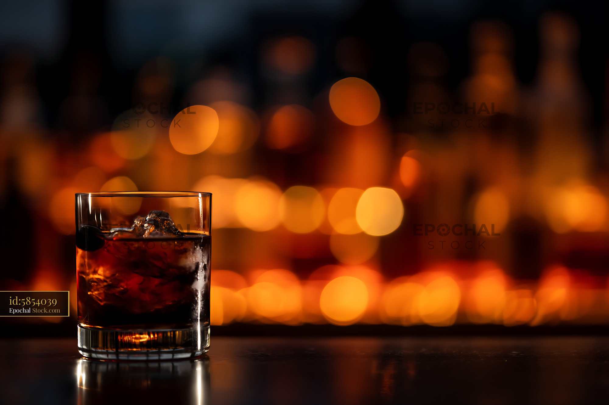 Bushwick Cocktail With Ice on Nightlife Bar - stock photo